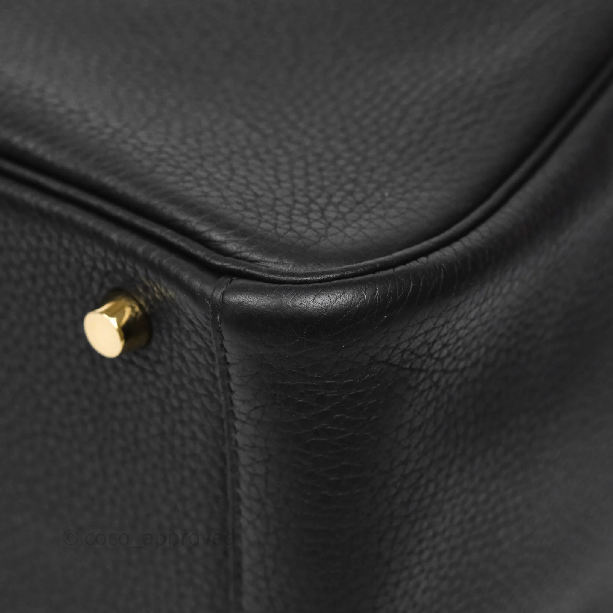 Herms Lindy 30 Black Noir 89 Clemence Gold Hardware
