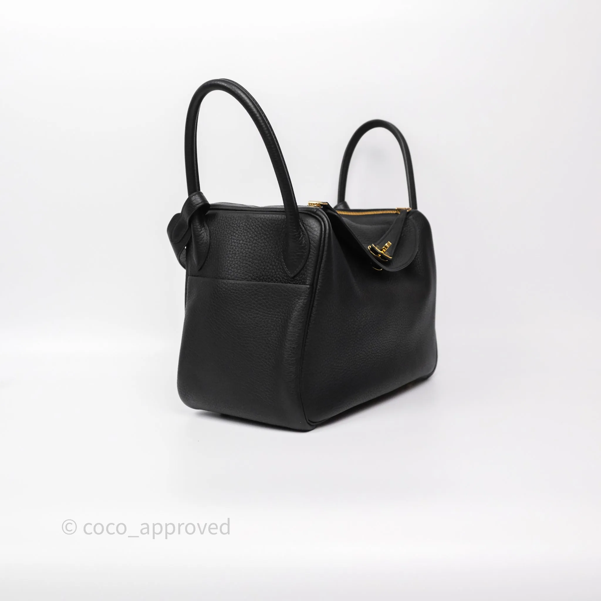 Herms Lindy 30 Black Noir 89 Clemence Gold Hardware