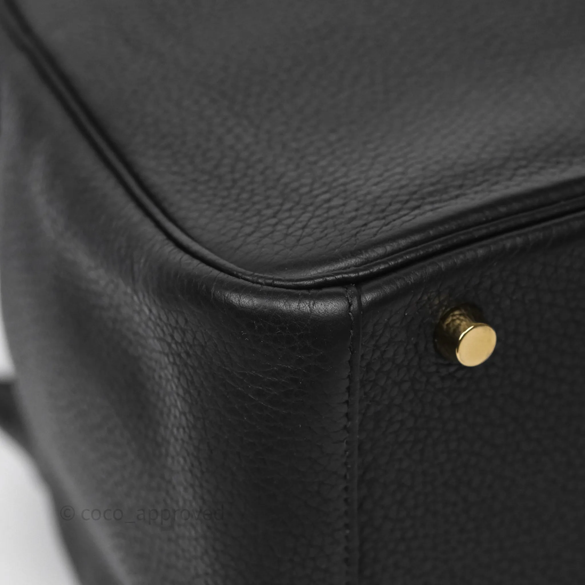Herms Lindy 30 Black Noir 89 Clemence Gold Hardware
