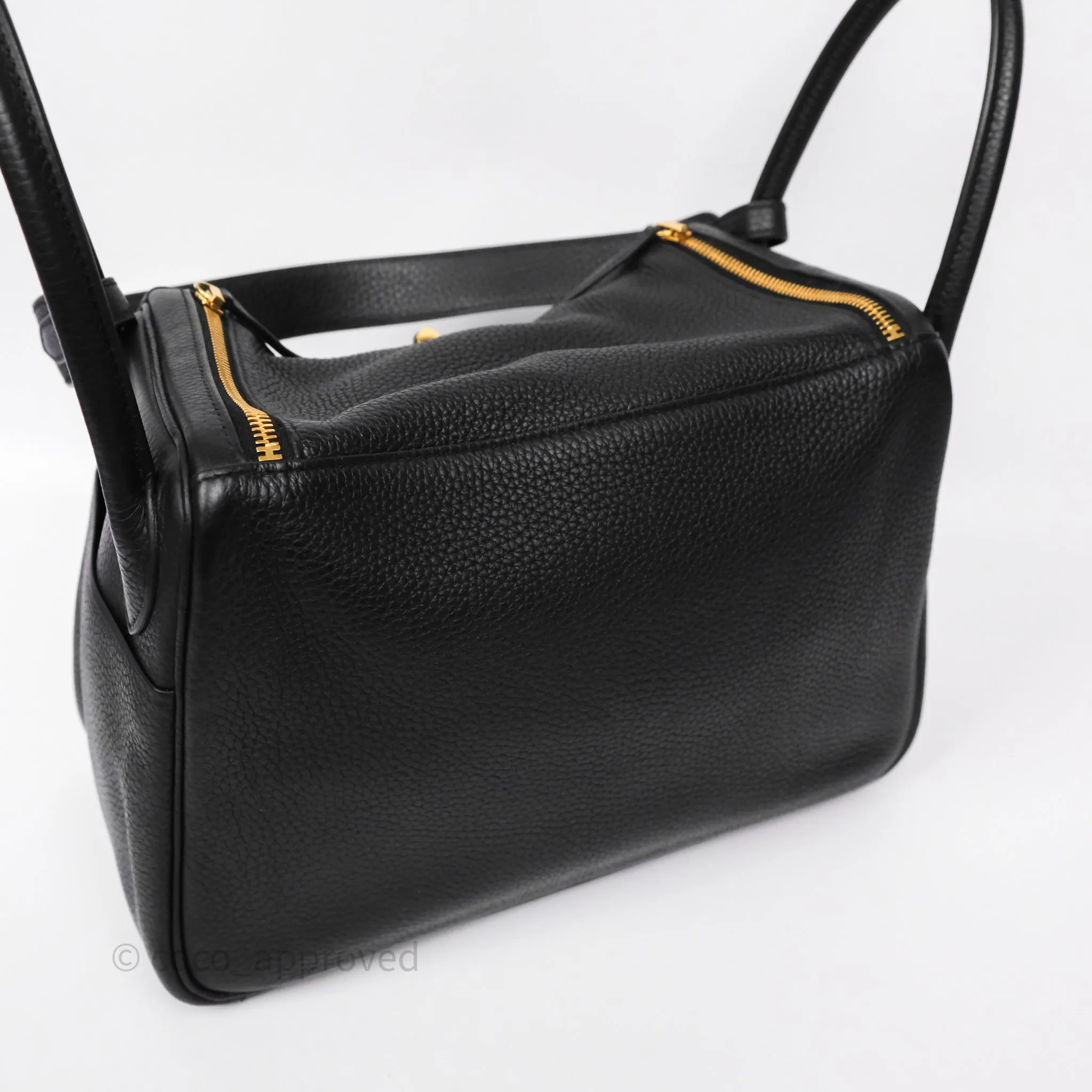 Herms Lindy 30 Black Noir 89 Clemence Gold Hardware