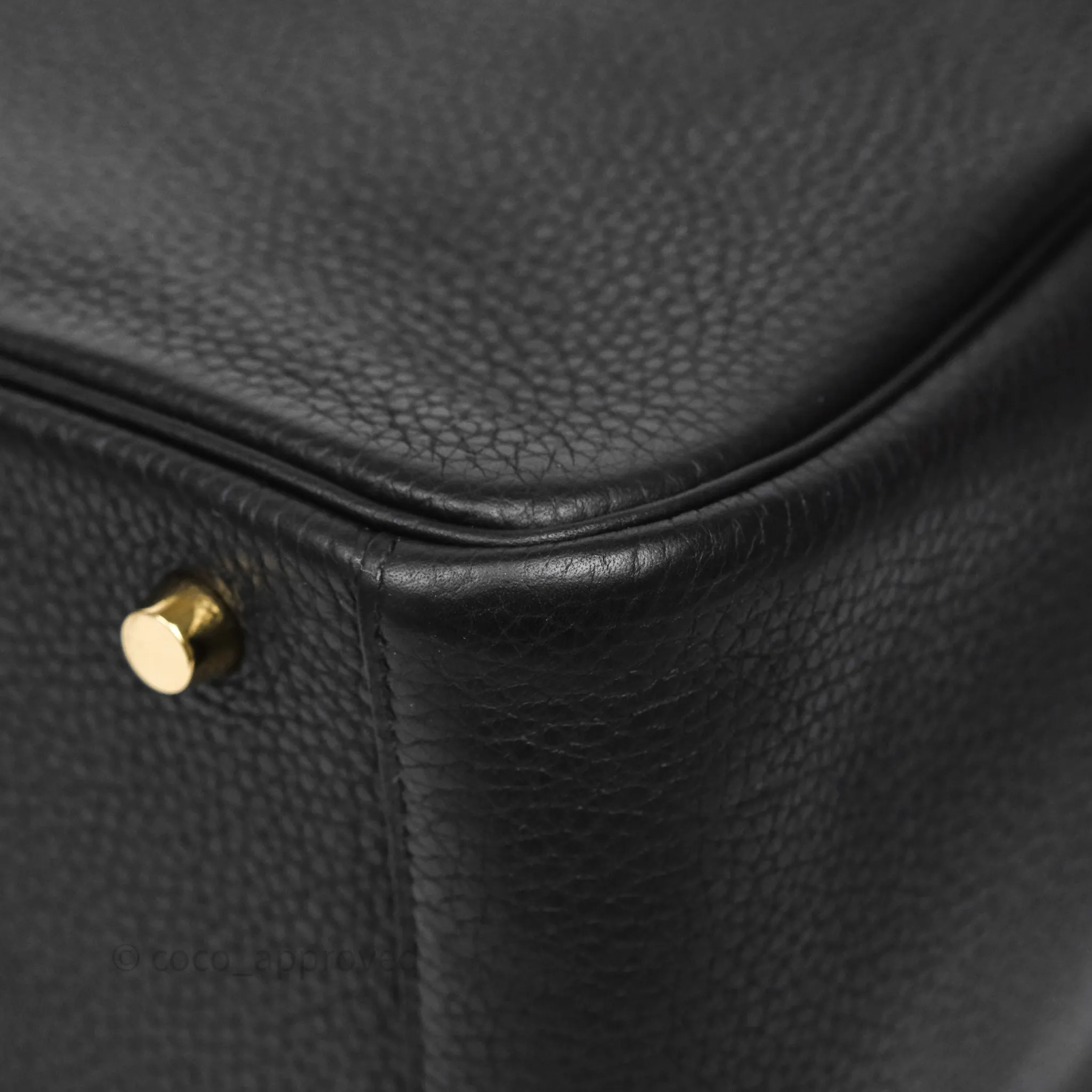 Herms Lindy 30 Black Noir 89 Clemence Gold Hardware