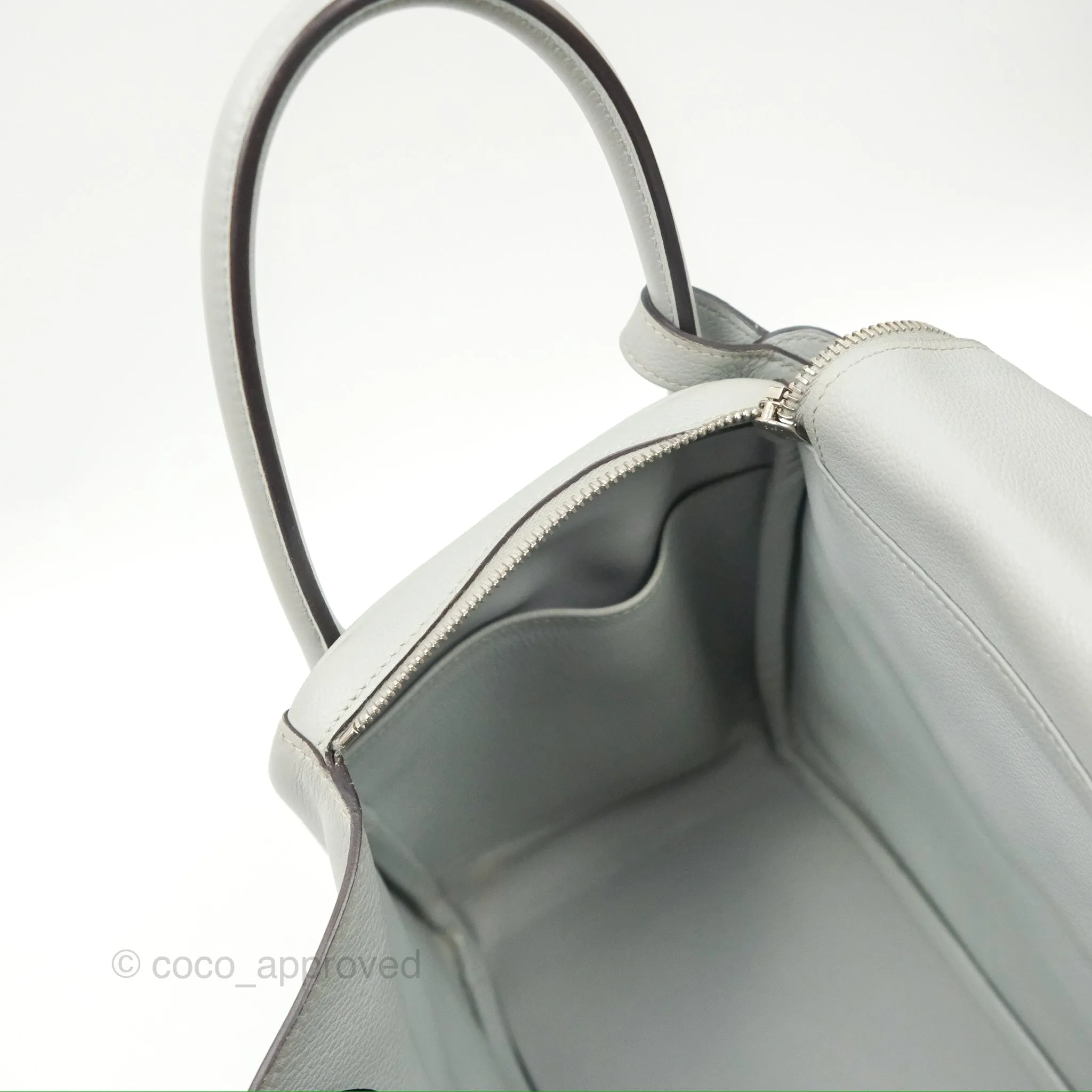 Herms Lindy 30 Bleu Glacier Evercolor Palladium Hardware