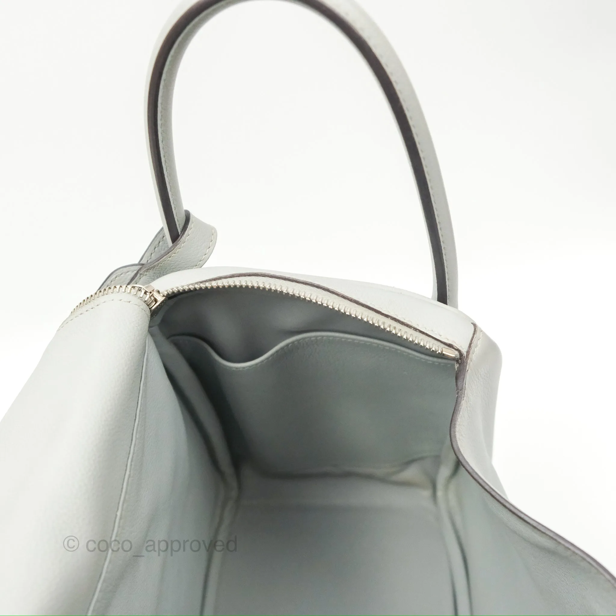 Herms Lindy 30 Bleu Glacier Evercolor Palladium Hardware