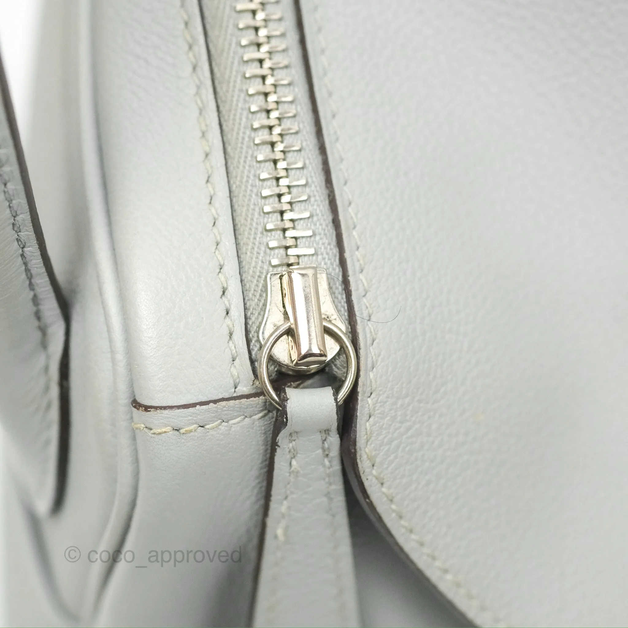 Herms Lindy 30 Bleu Glacier Evercolor Palladium Hardware