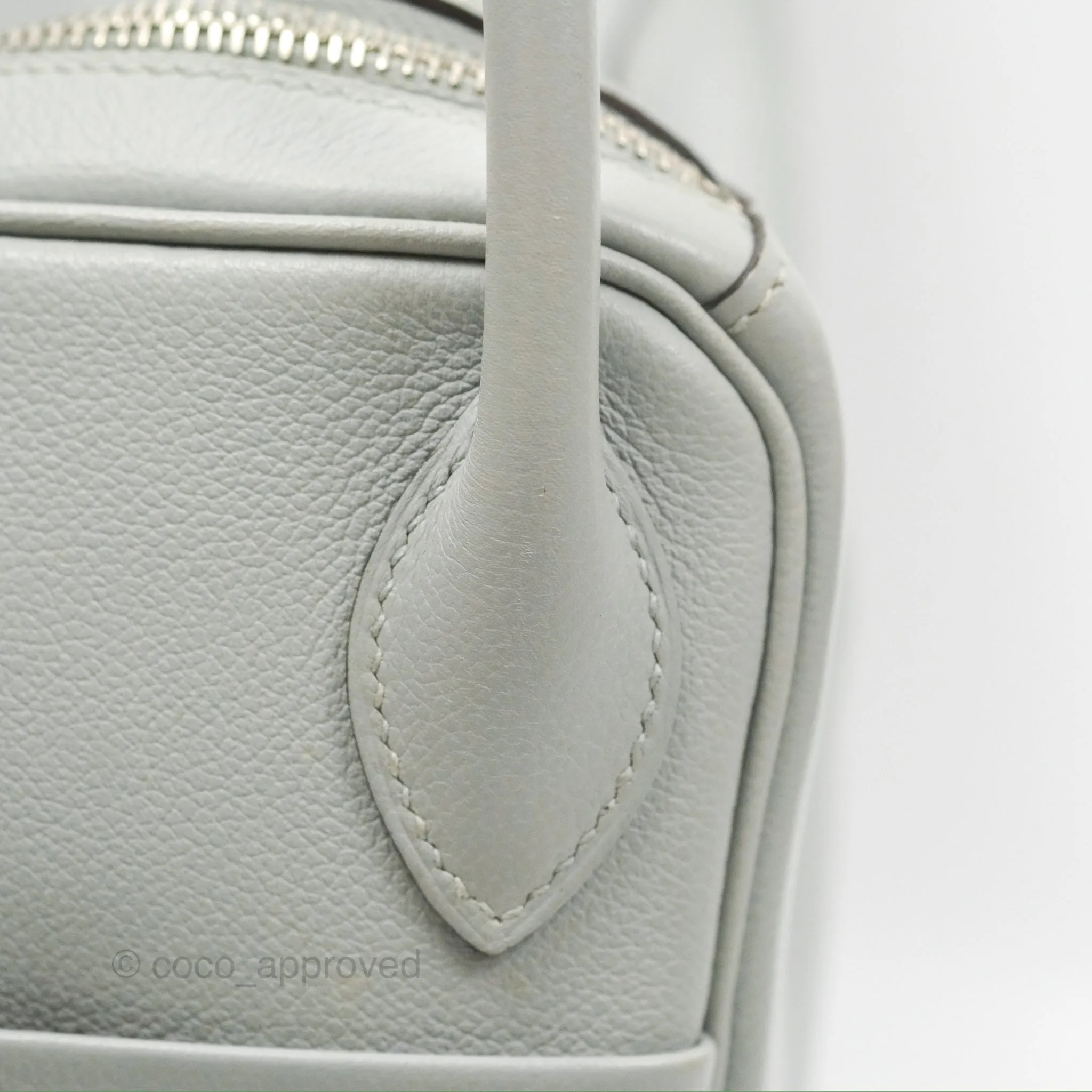 Herms Lindy 30 Bleu Glacier Evercolor Palladium Hardware