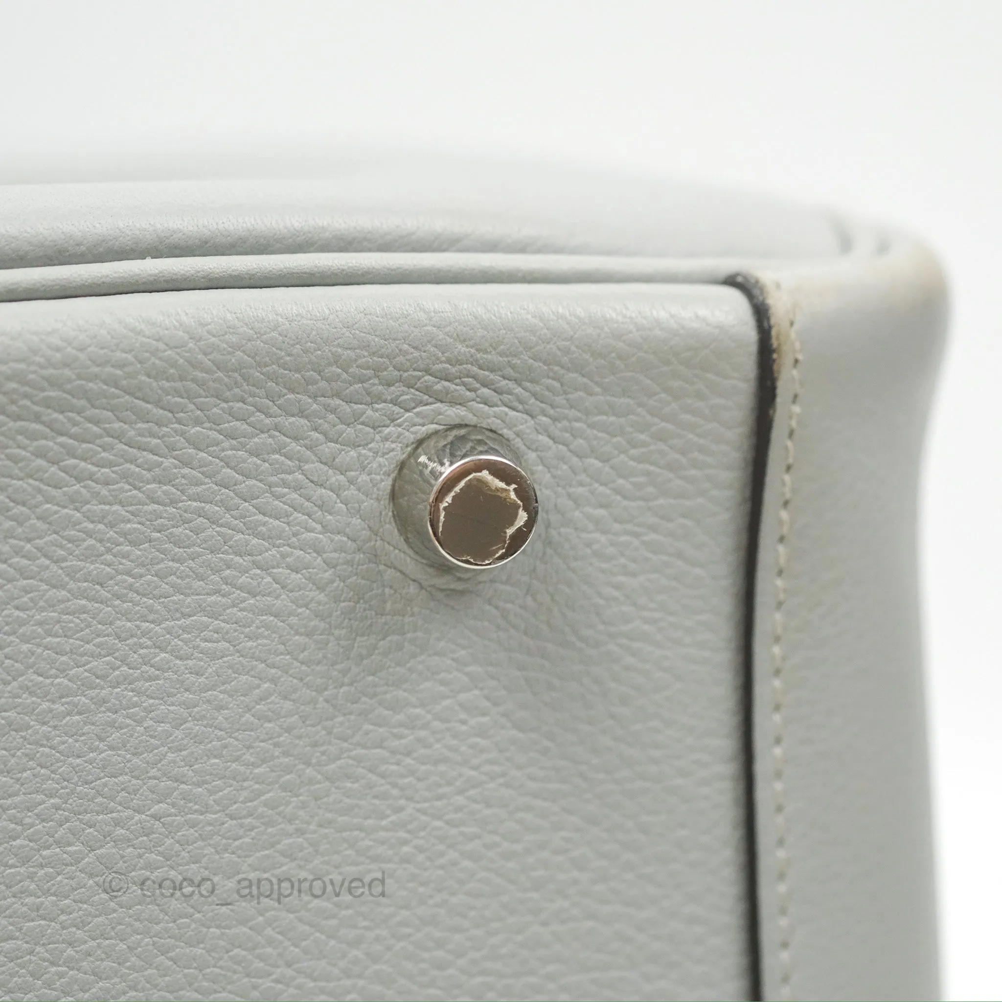 Herms Lindy 30 Bleu Glacier Evercolor Palladium Hardware