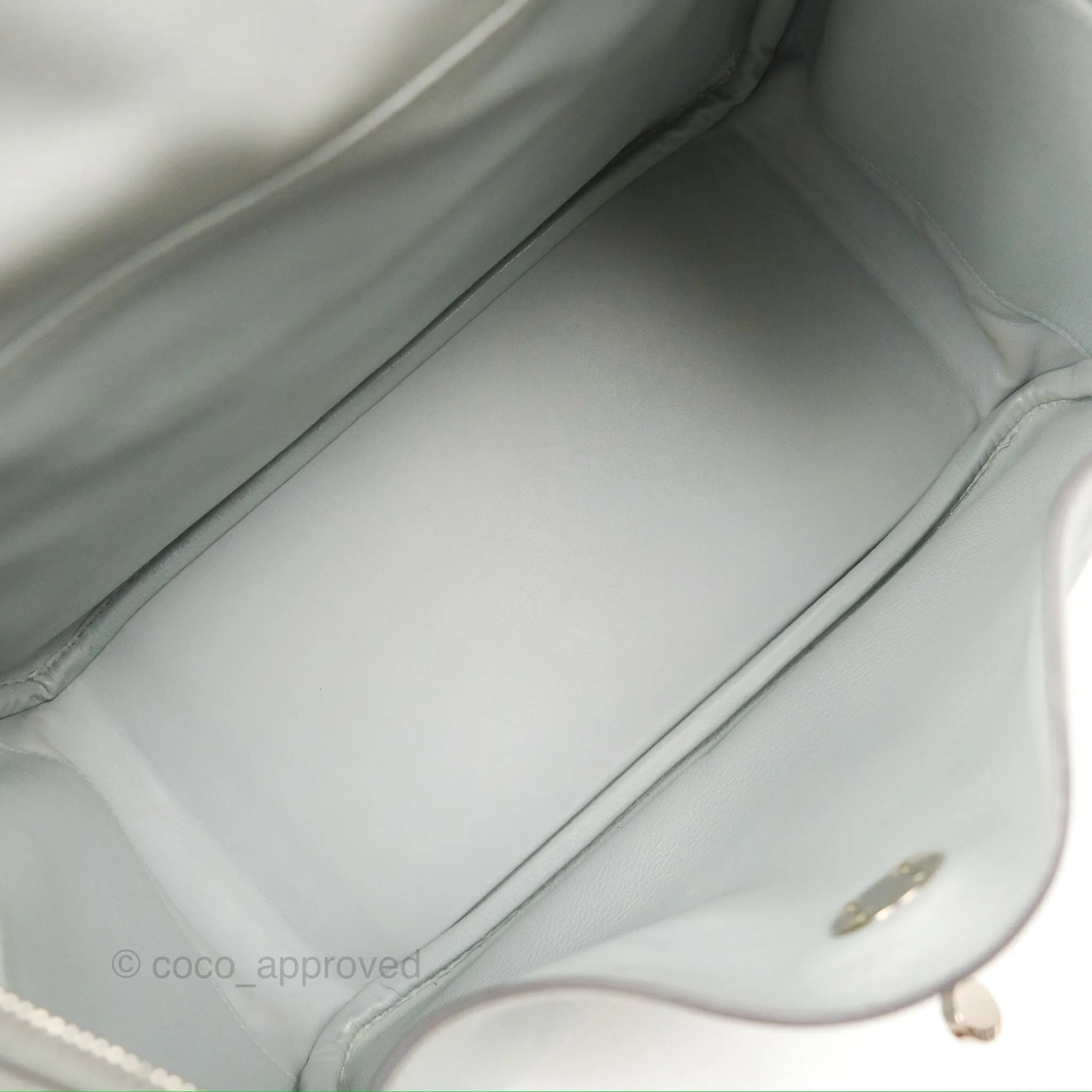 Herms Lindy 30 Bleu Glacier Evercolor Palladium Hardware