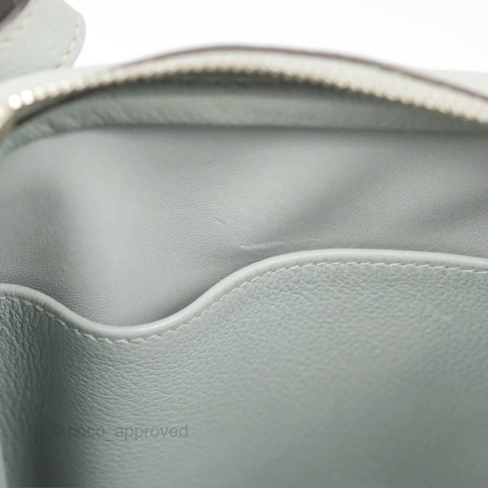 Herms Lindy 30 Bleu Glacier Evercolor Palladium Hardware
