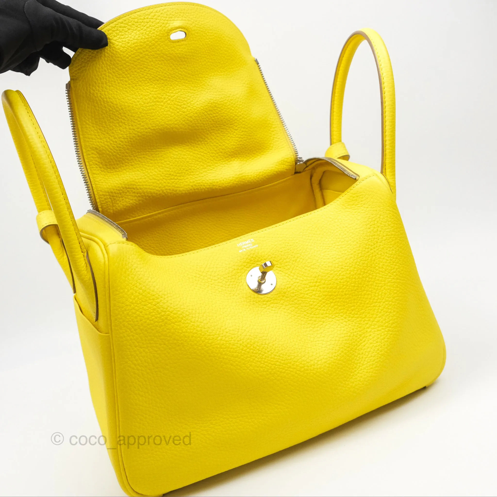Herms Lindy 30 Celemence Lime 9R Palladium Hardware