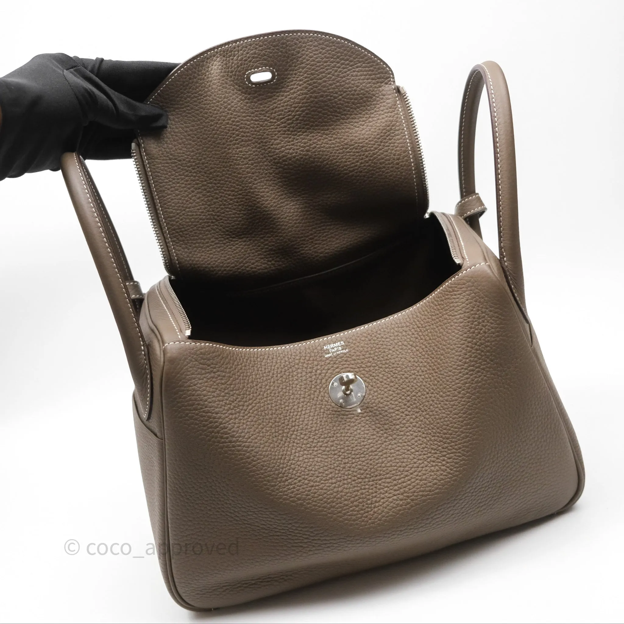 Herms Lindy 30 Etoupe 18 Clemence Palladium Hardware