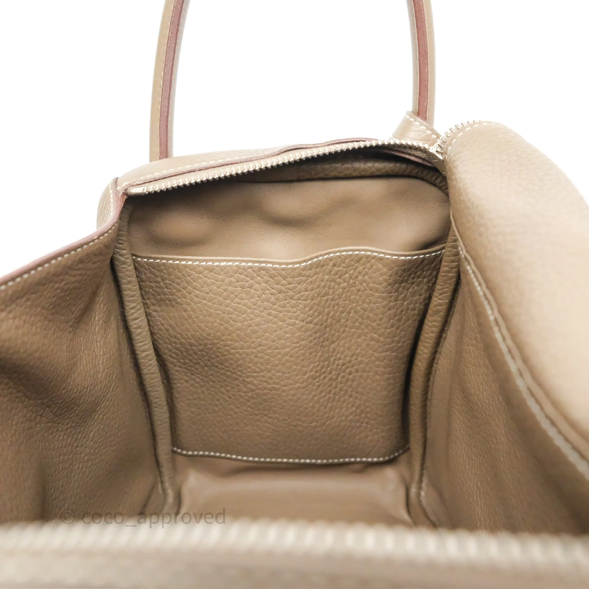 Herms Lindy 30 Etoupe 18 Clemence Palladium Hardware