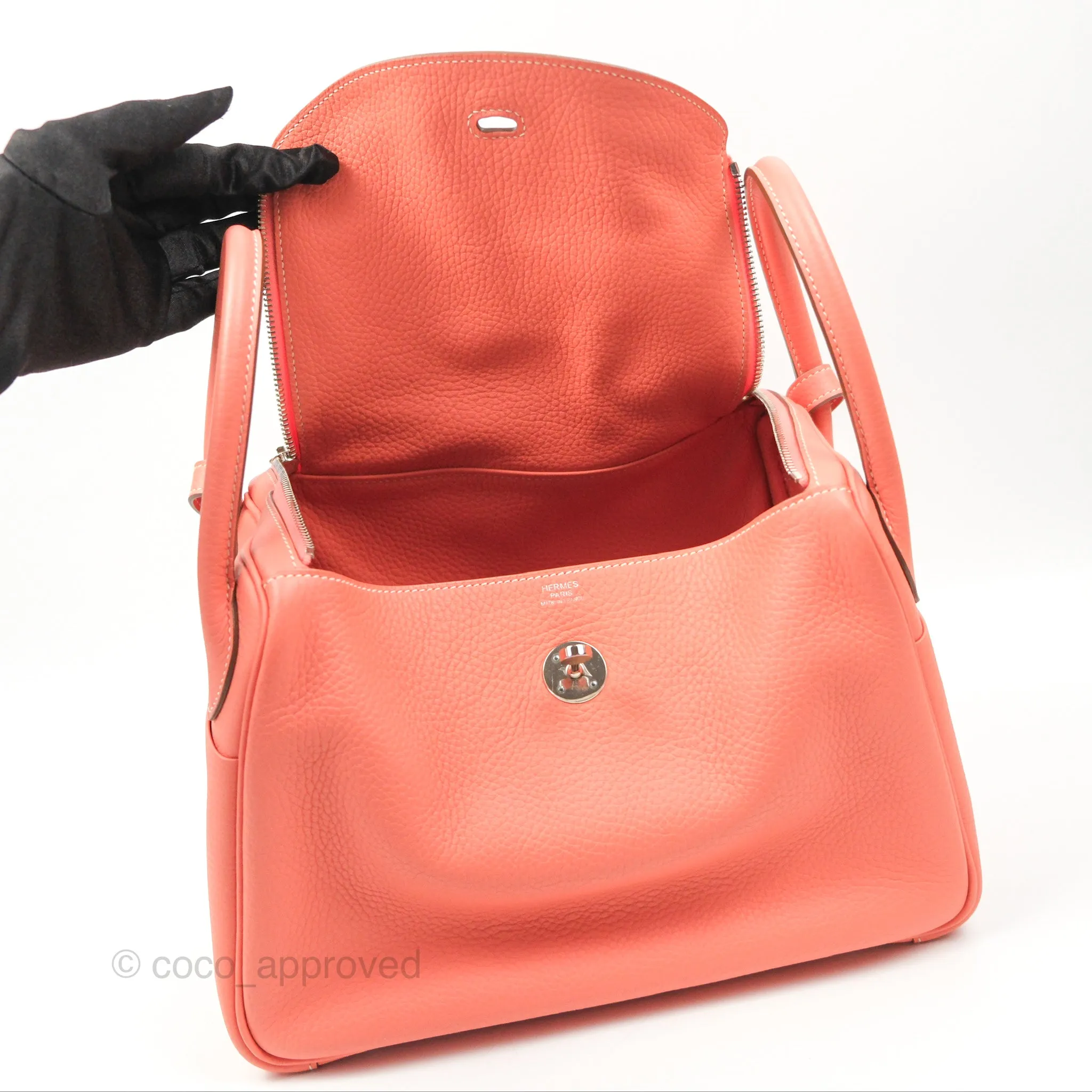 Herms Lindy 30 Flamingo Clemence Palladium Hardware
