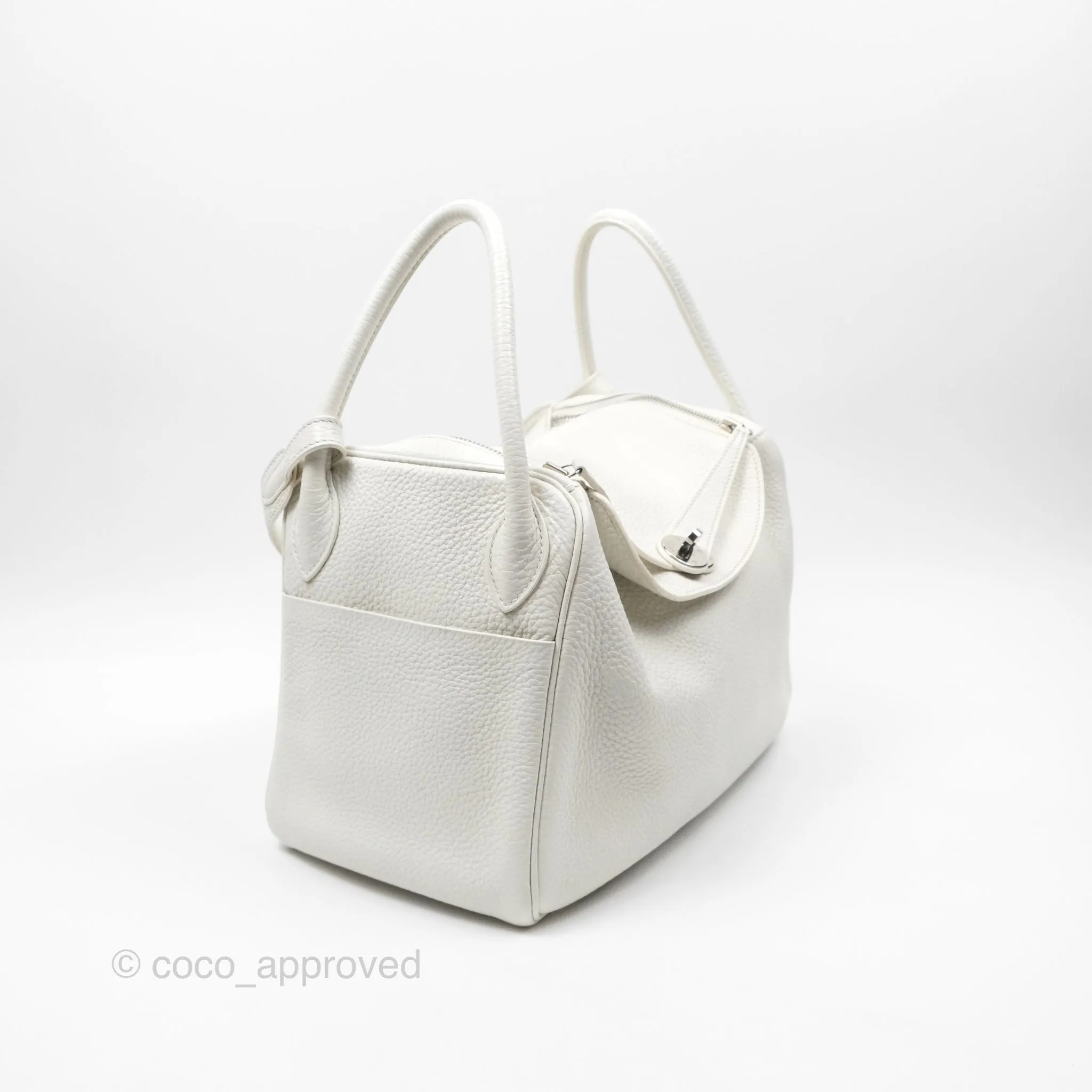 Herms Lindy 30 White Clemence Palladium Hardware