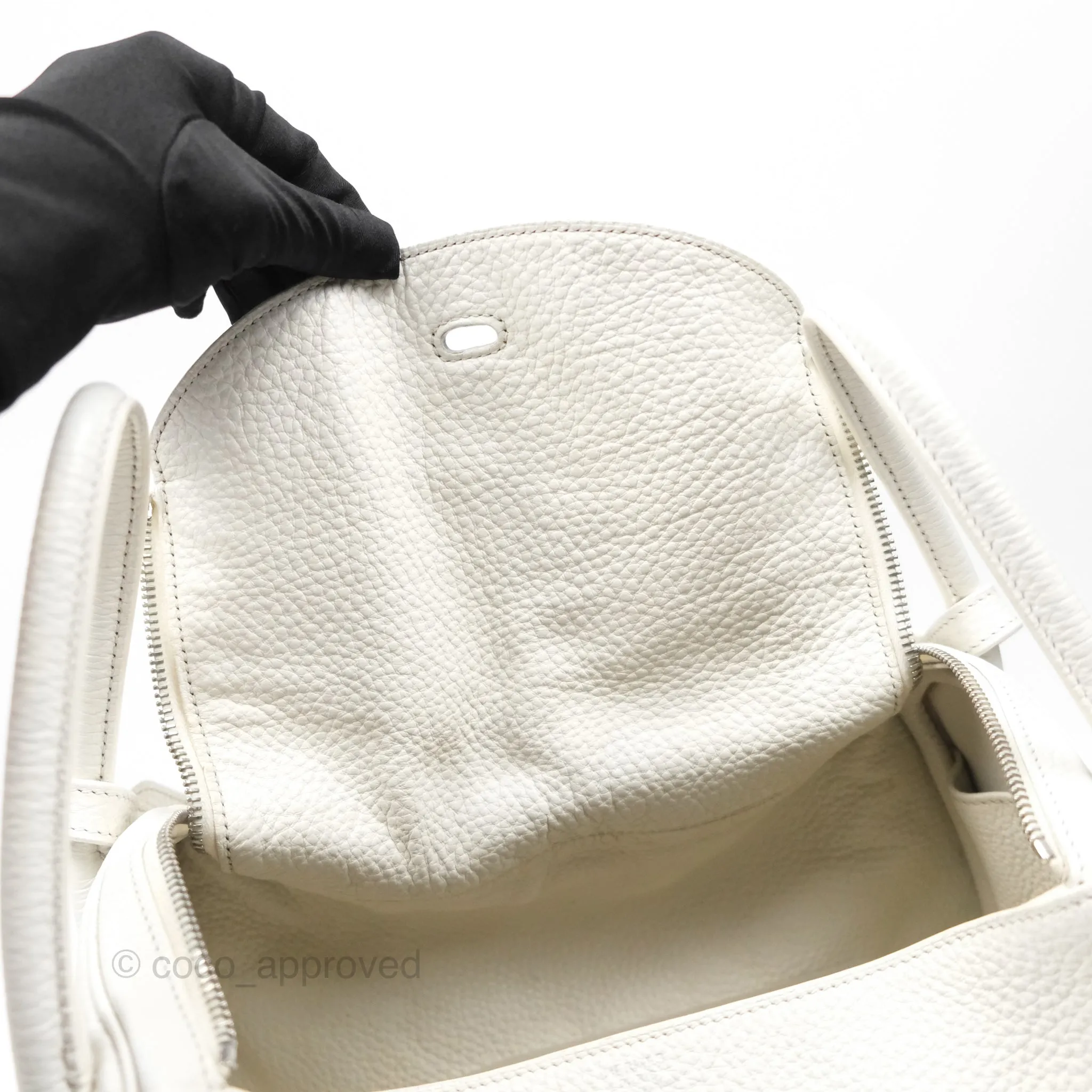 Herms Lindy 30 White Clemence Palladium Hardware