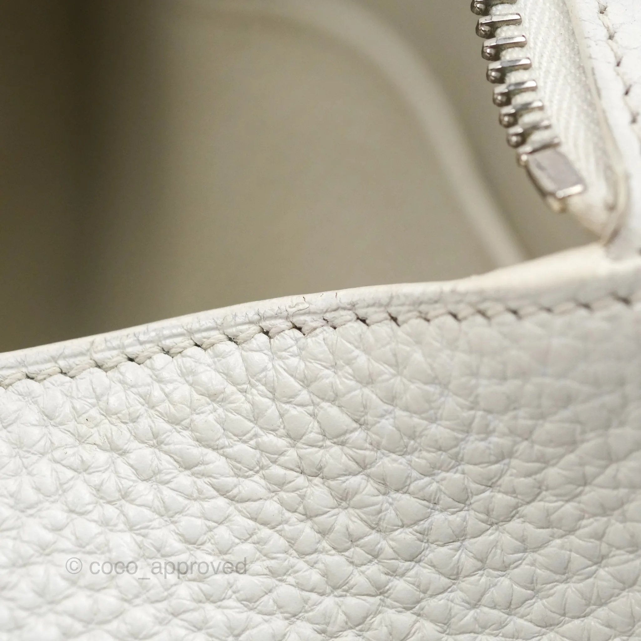 Herms Lindy 30 White Clemence Palladium Hardware