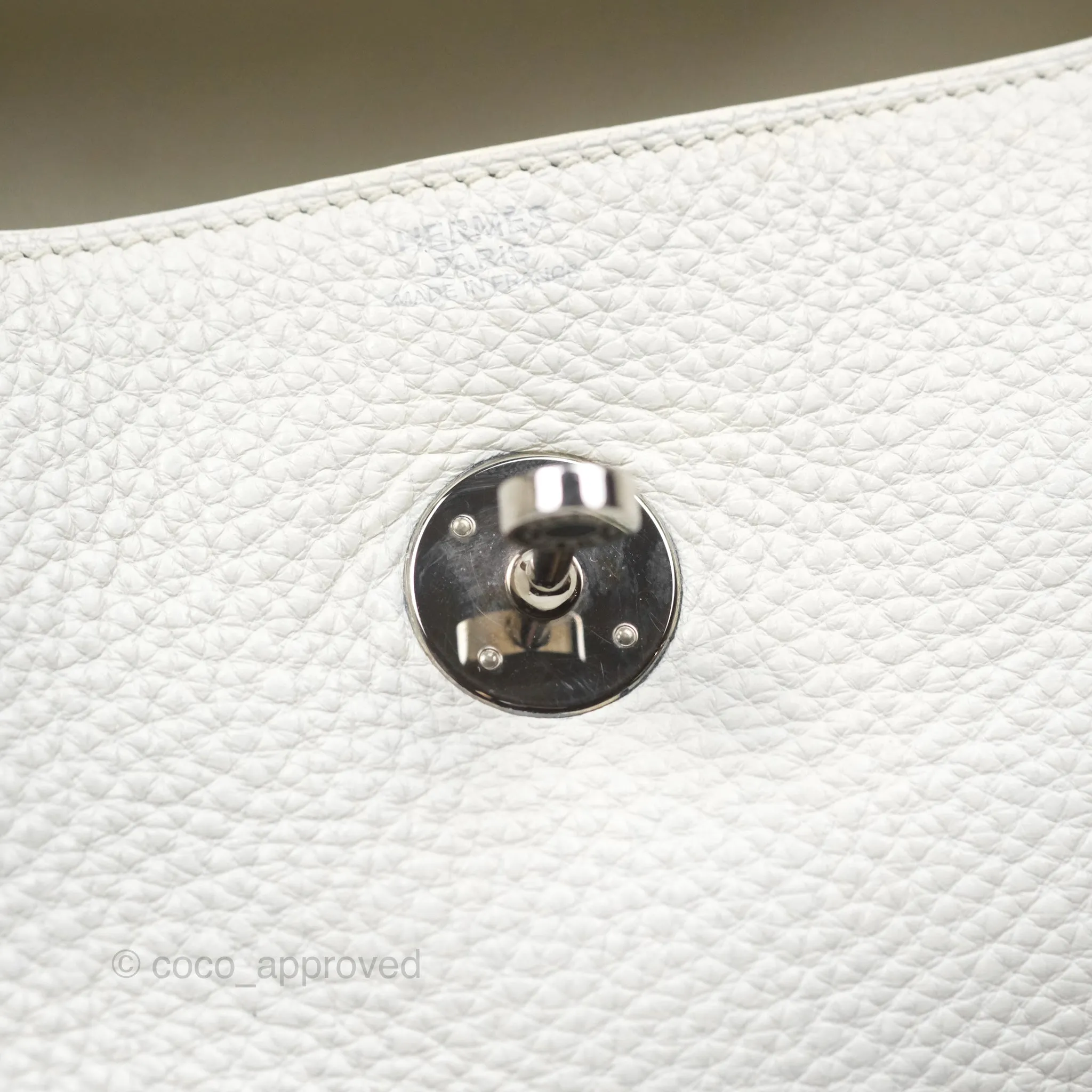 Herms Lindy 30 White Clemence Palladium Hardware
