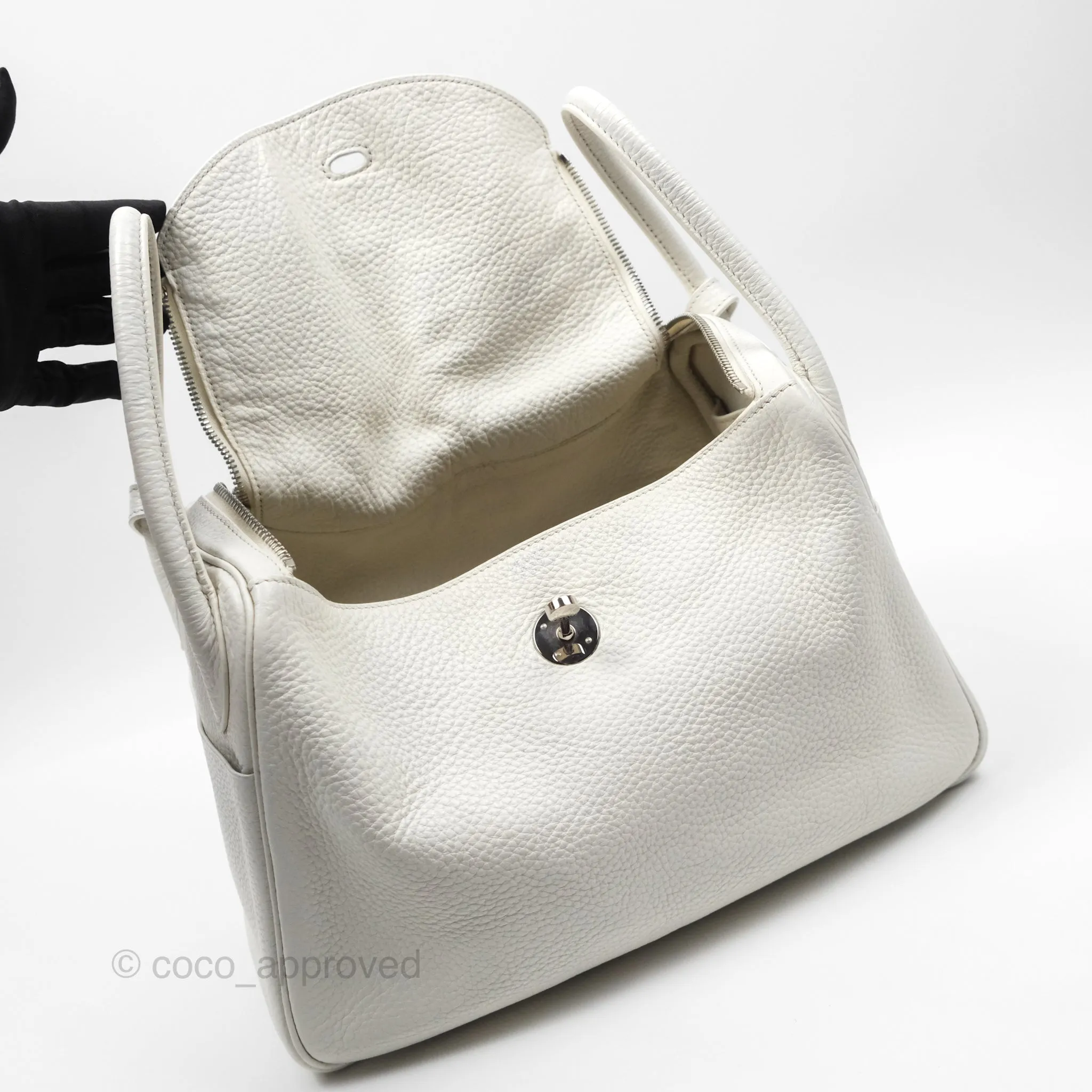 Herms Lindy 30 White Clemence Palladium Hardware