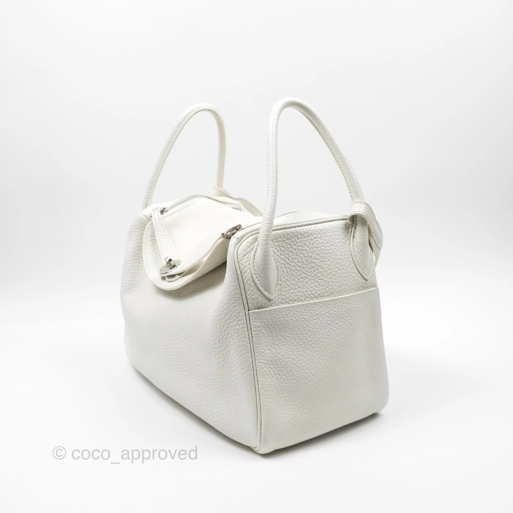 Herms Lindy 30 White Clemence Palladium Hardware