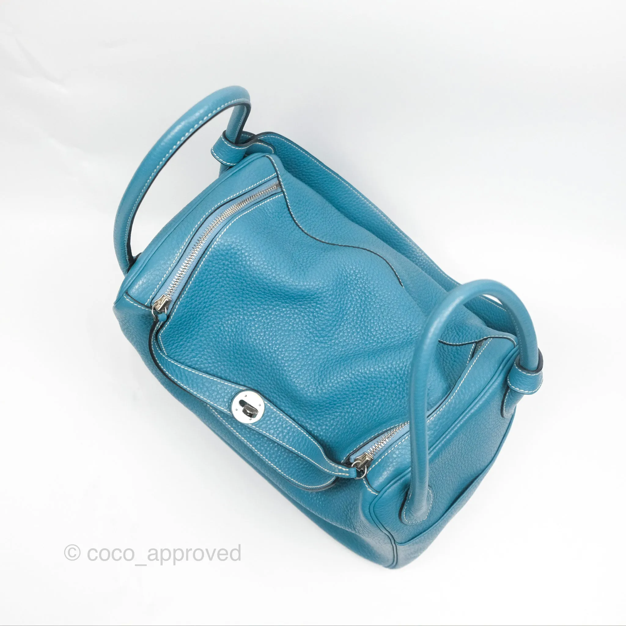 Herms Lindy 34 Blue Jean Clemence Palladium Hardware