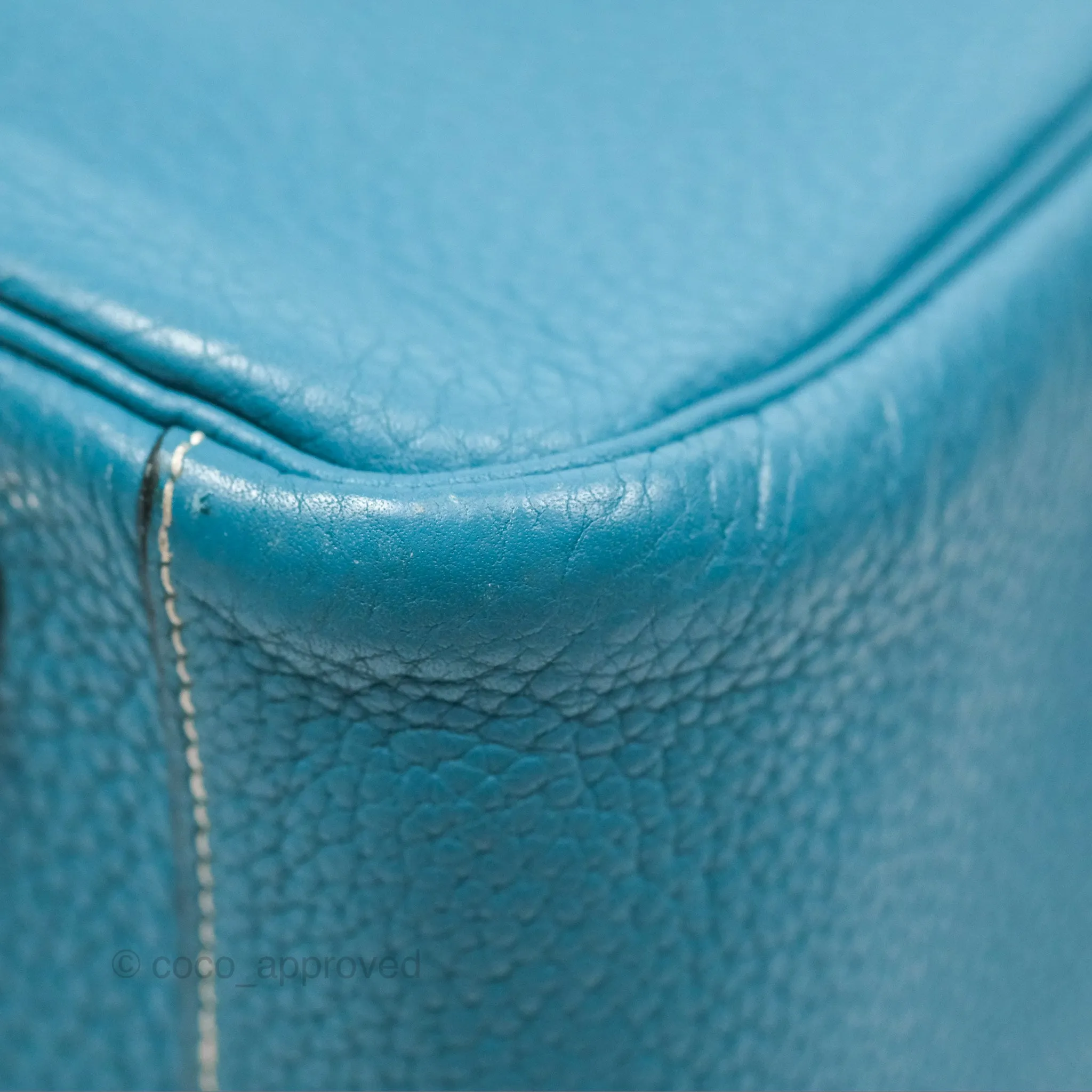 Herms Lindy 34 Blue Jean Clemence Palladium Hardware