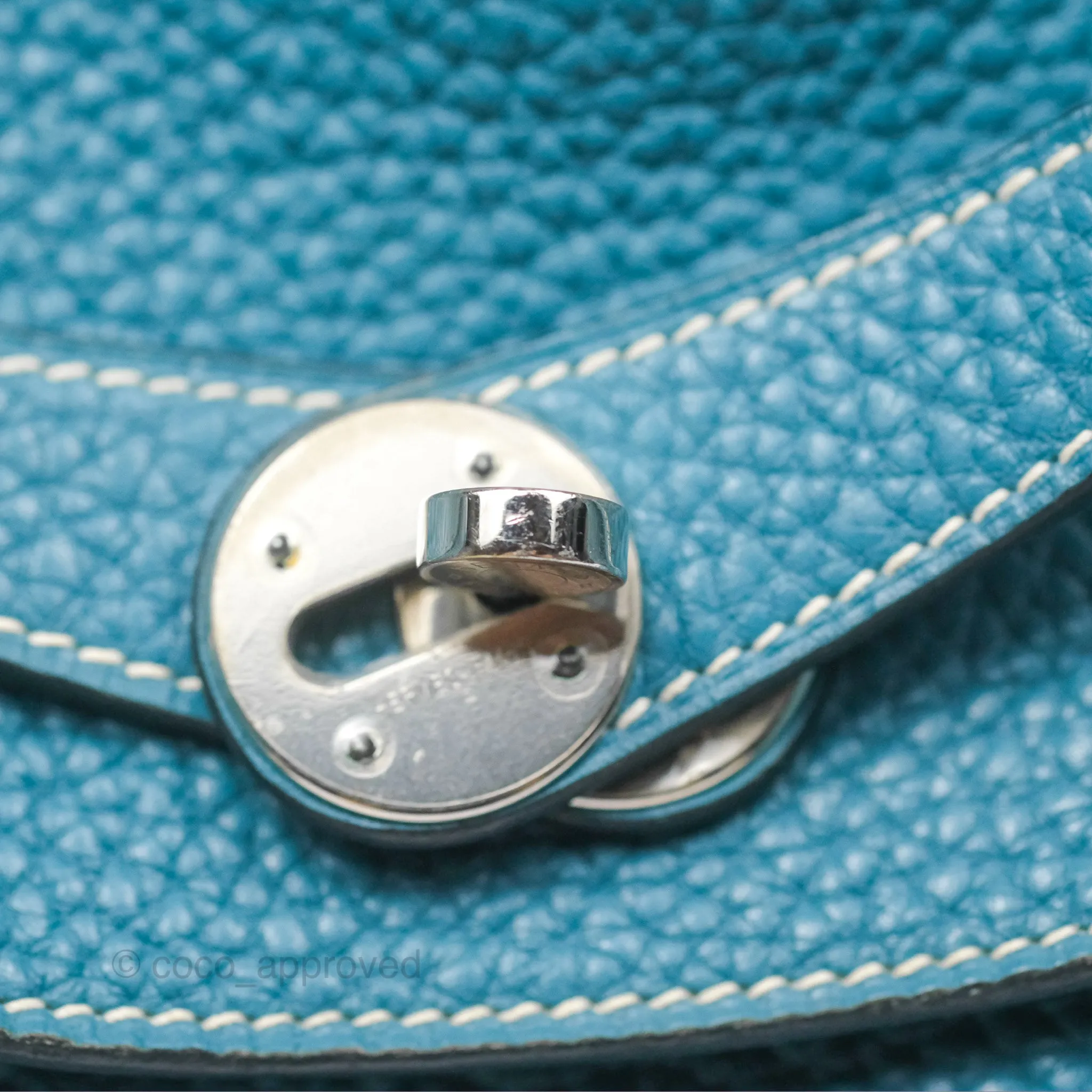 Herms Lindy 34 Blue Jean Clemence Palladium Hardware
