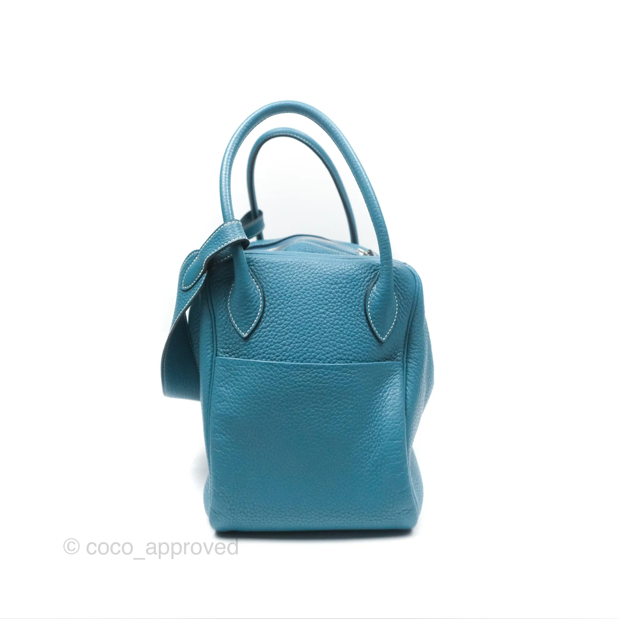 Herms Lindy 34 Blue Jean Clemence Palladium Hardware