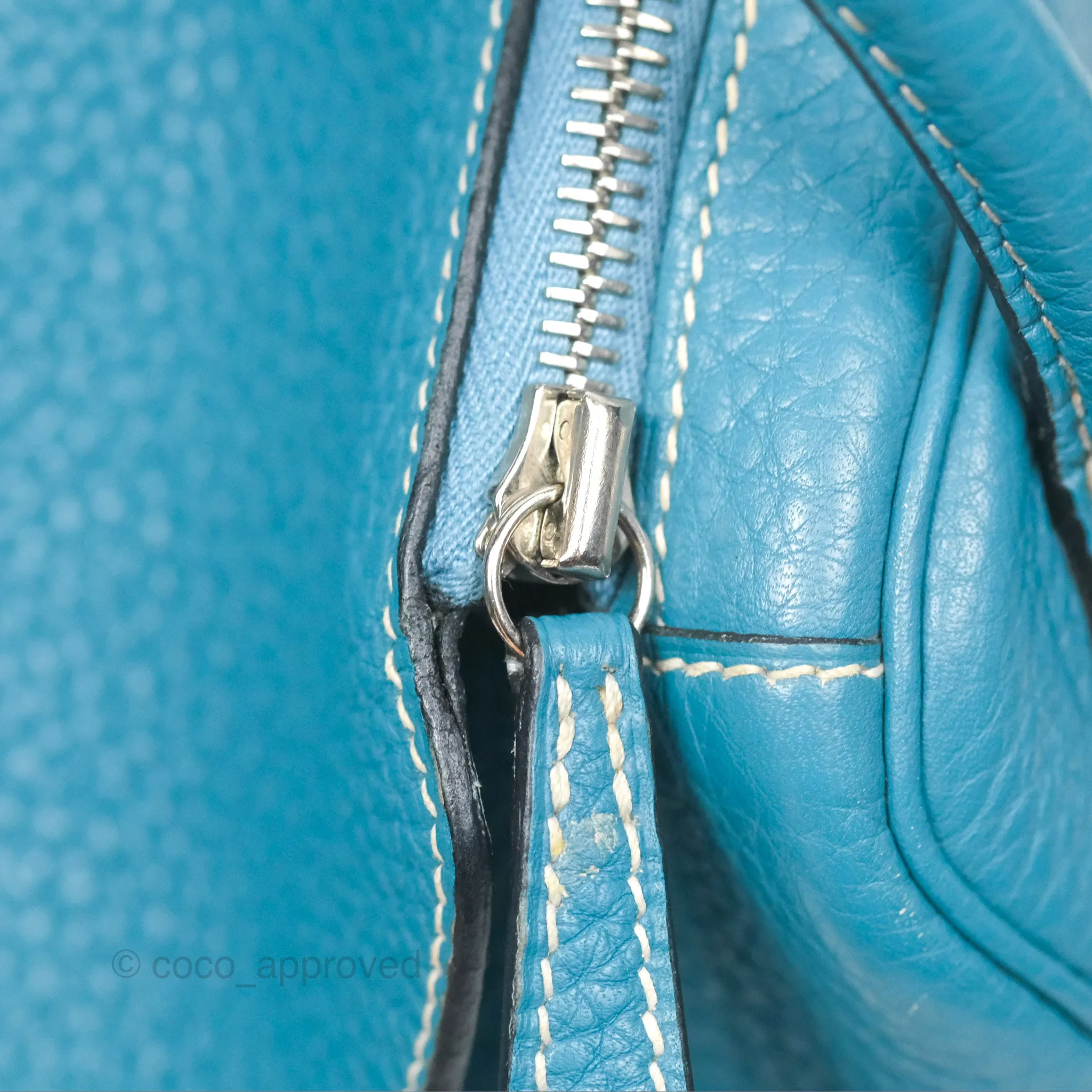Herms Lindy 34 Blue Jean Clemence Palladium Hardware