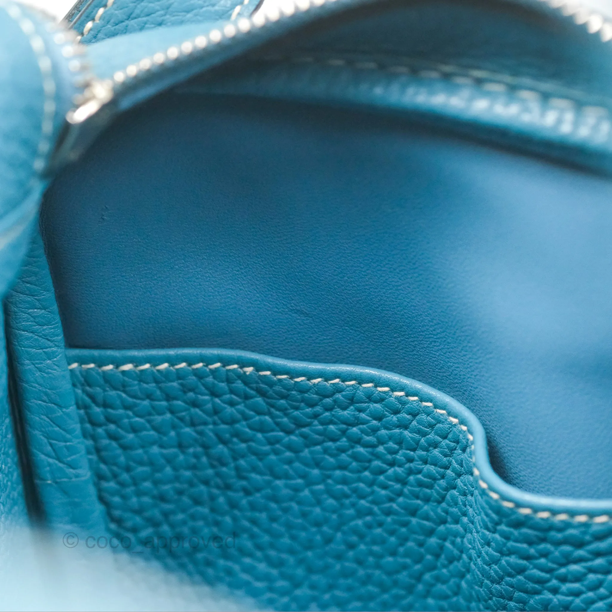 Herms Lindy 34 Blue Jean Clemence Palladium Hardware
