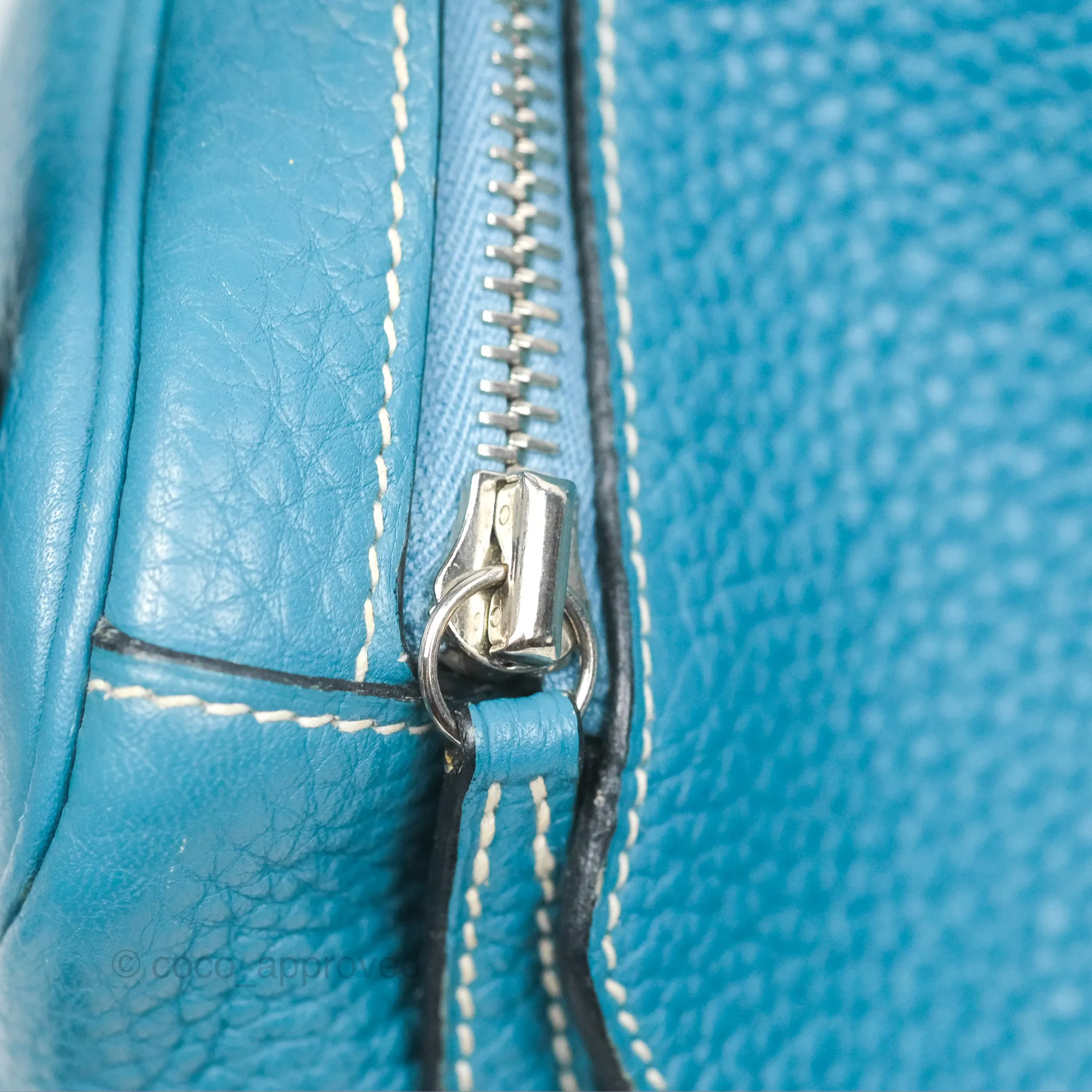Herms Lindy 34 Blue Jean Clemence Palladium Hardware