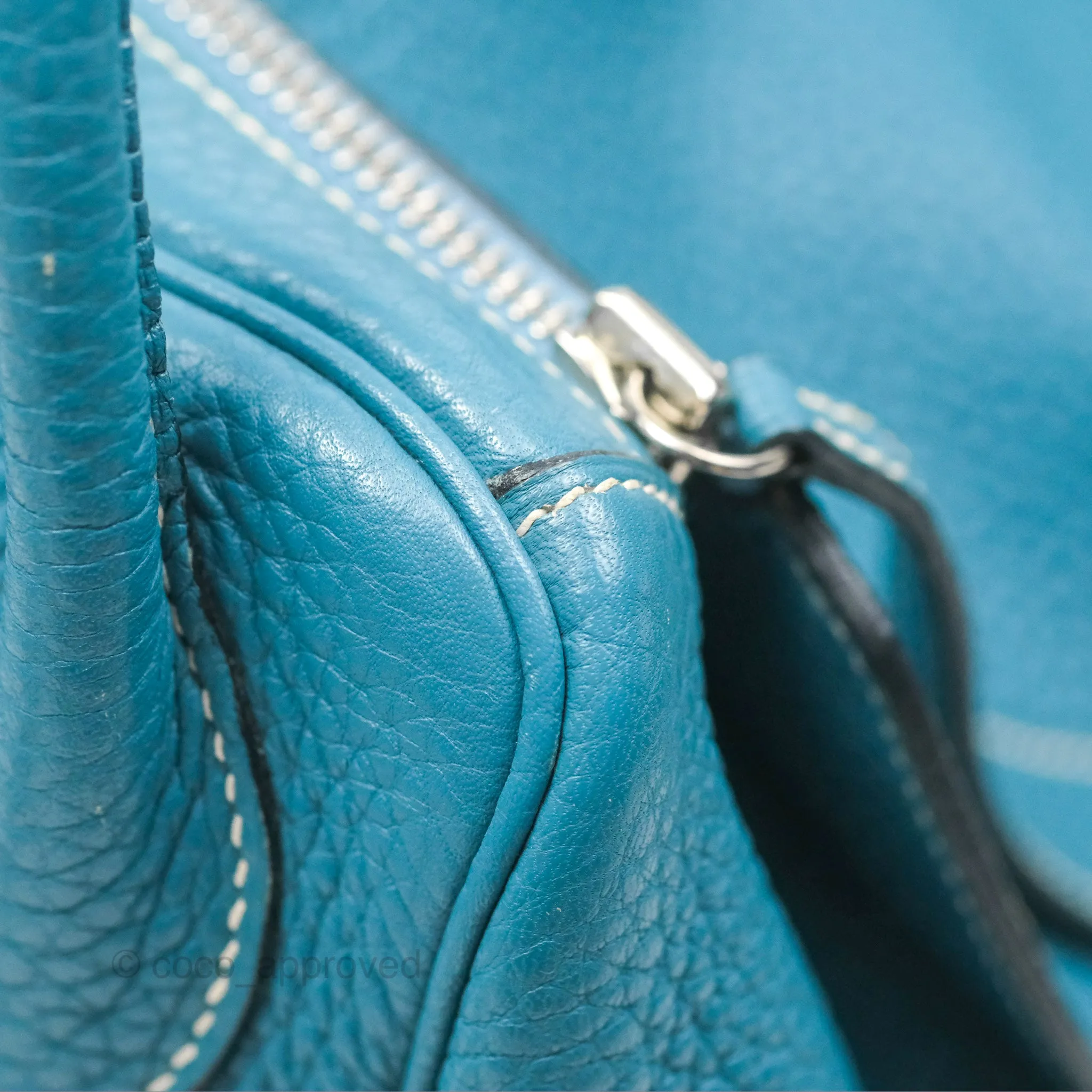 Herms Lindy 34 Blue Jean Clemence Palladium Hardware