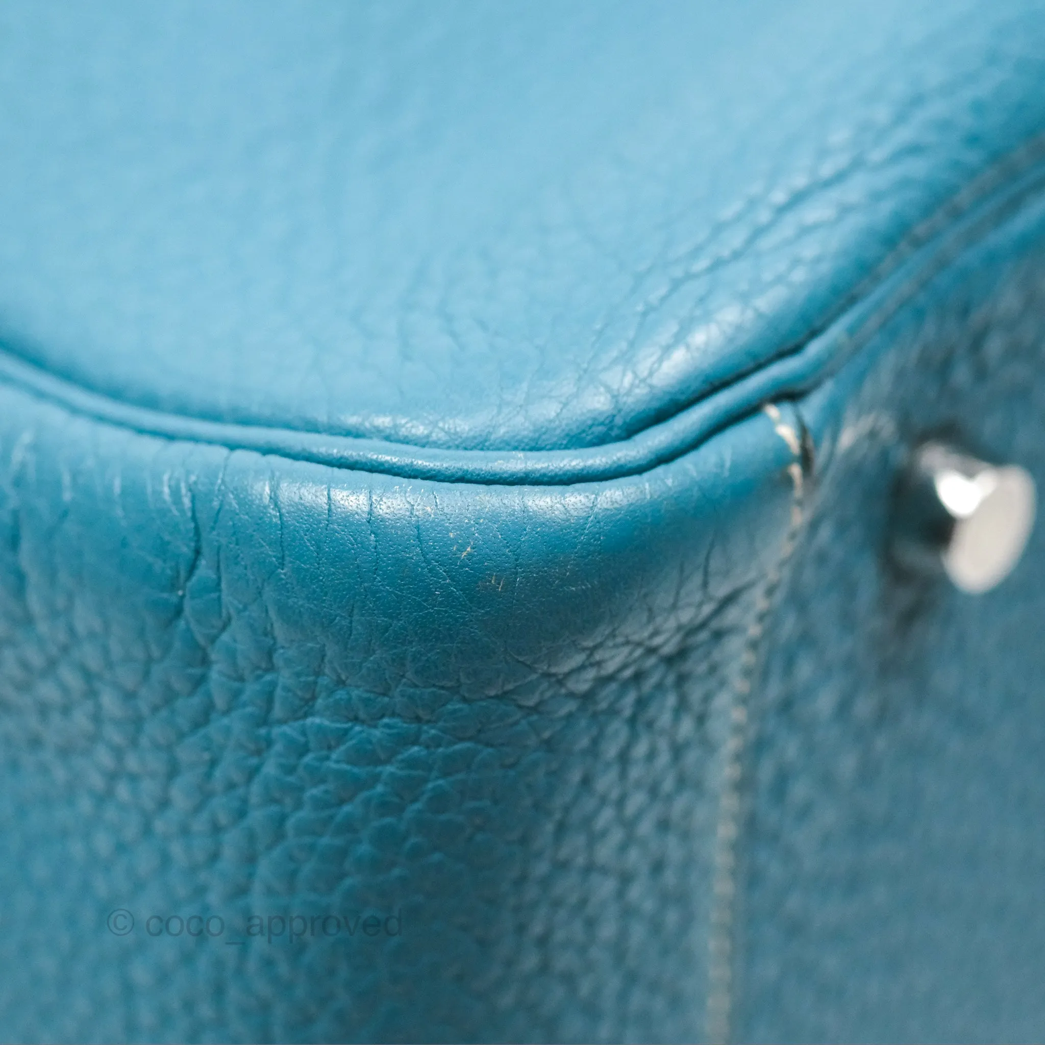 Herms Lindy 34 Blue Jean Clemence Palladium Hardware