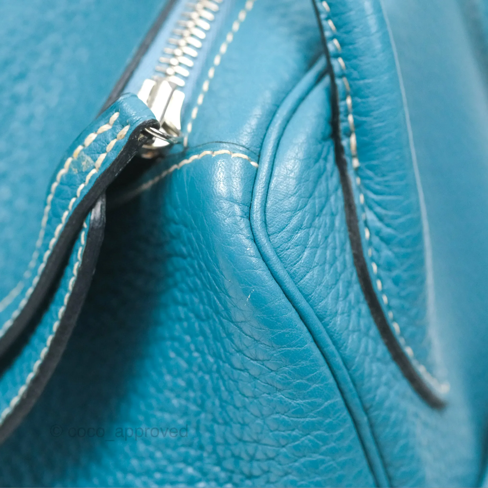 Herms Lindy 34 Blue Jean Clemence Palladium Hardware