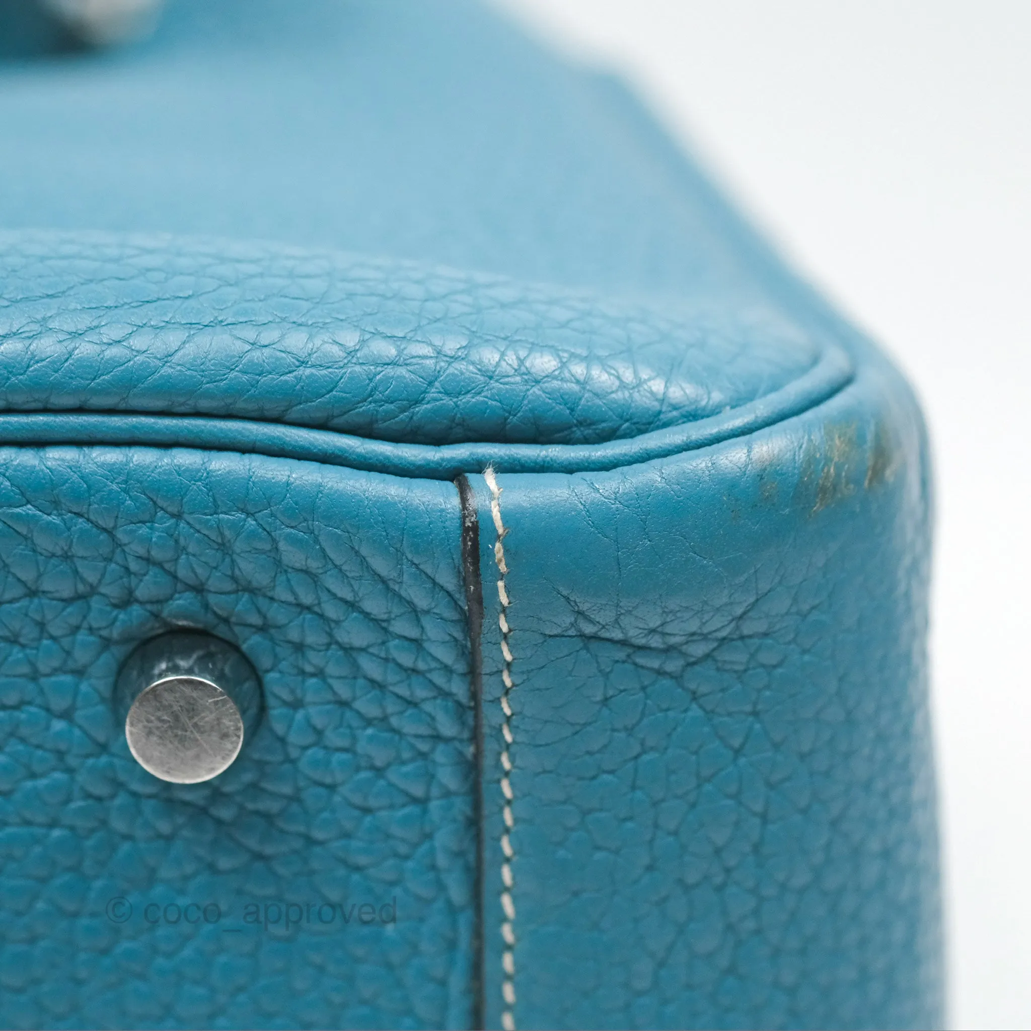 Herms Lindy 34 Blue Jean Clemence Palladium Hardware