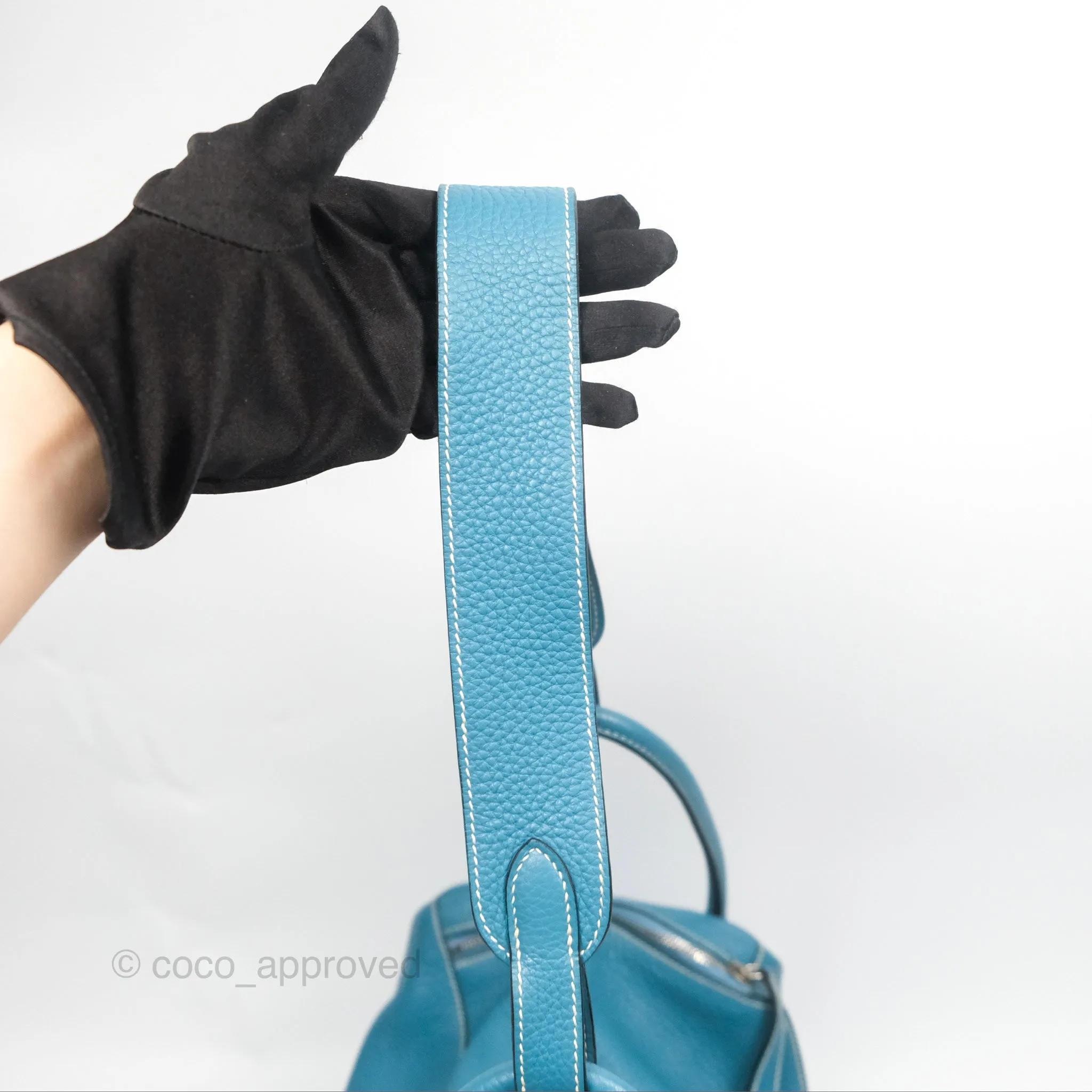 Herms Lindy 34 Blue Jean Clemence Palladium Hardware