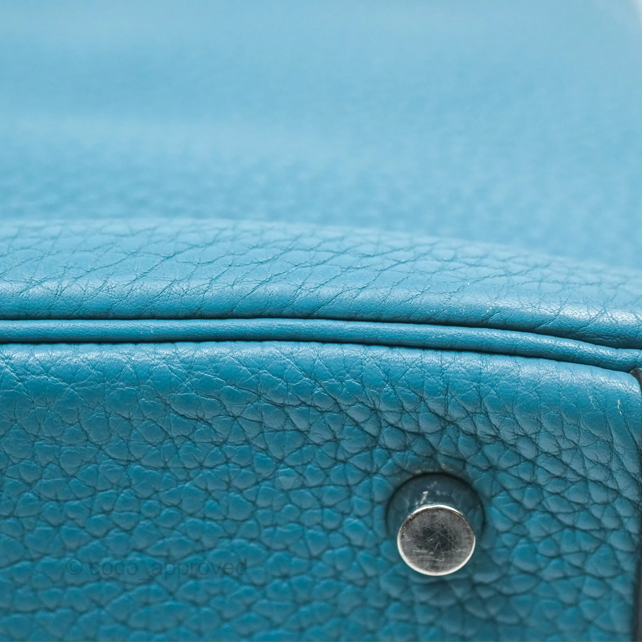 Herms Lindy 34 Blue Jean Clemence Palladium Hardware