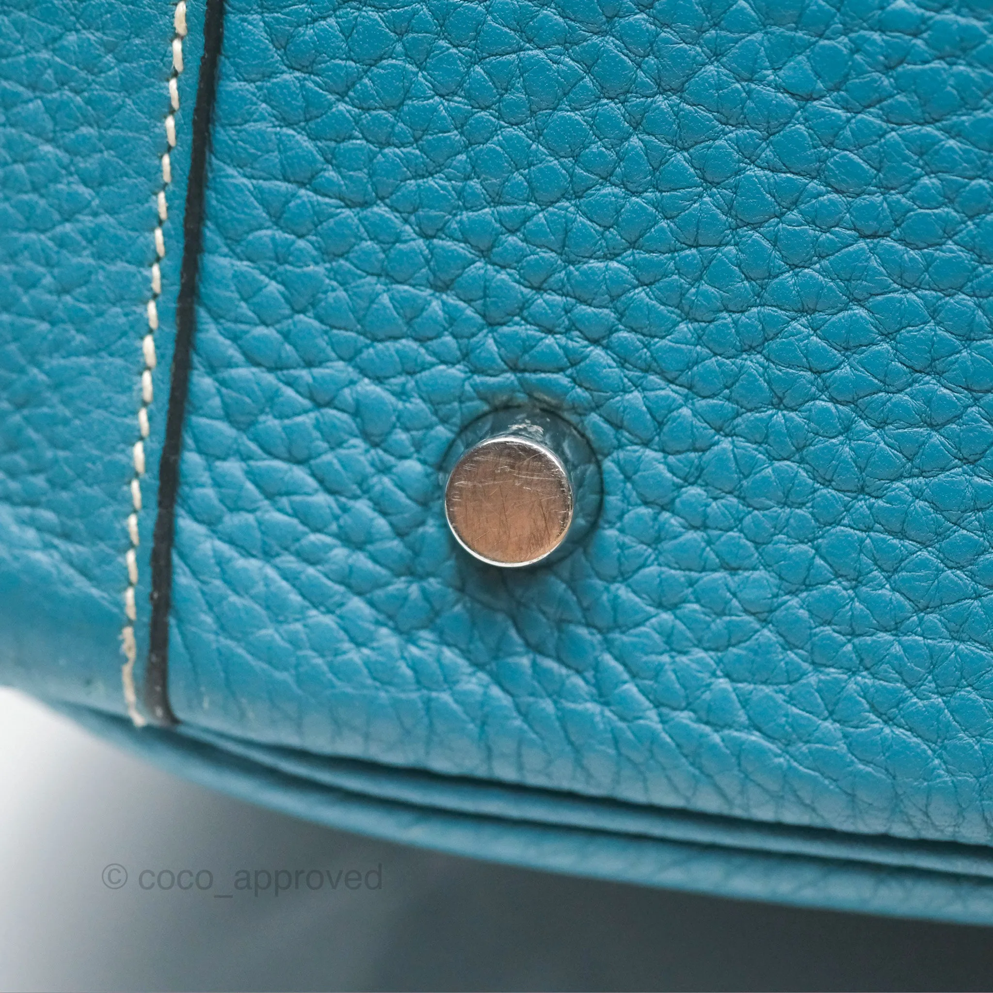 Herms Lindy 34 Blue Jean Clemence Palladium Hardware