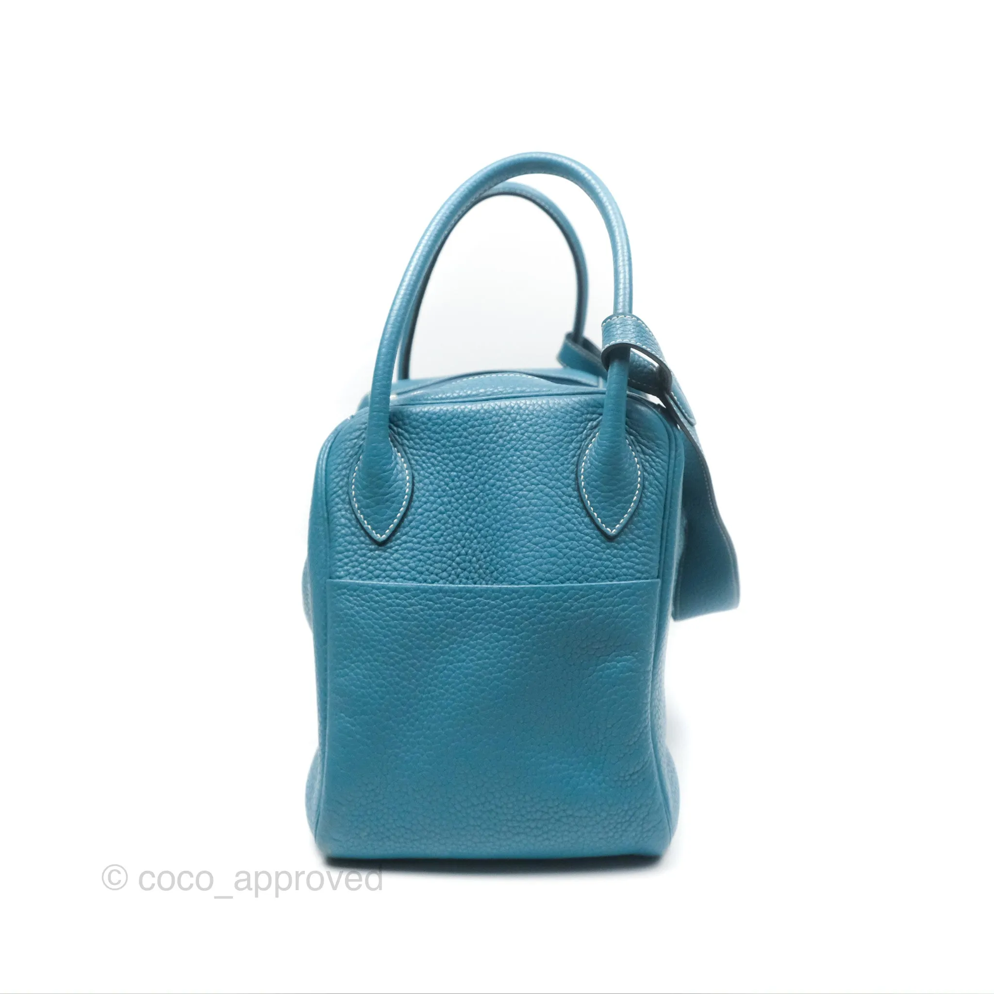 Herms Lindy 34 Blue Jean Clemence Palladium Hardware