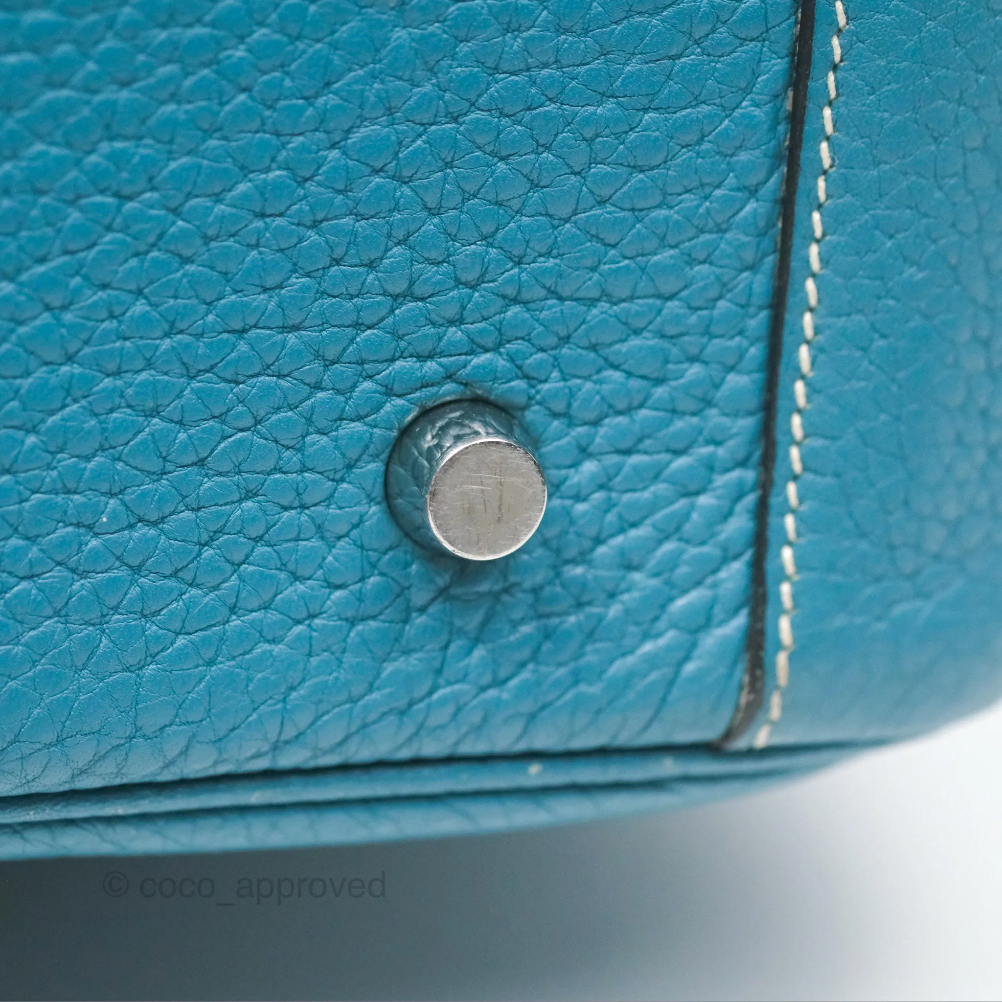 Herms Lindy 34 Blue Jean Clemence Palladium Hardware