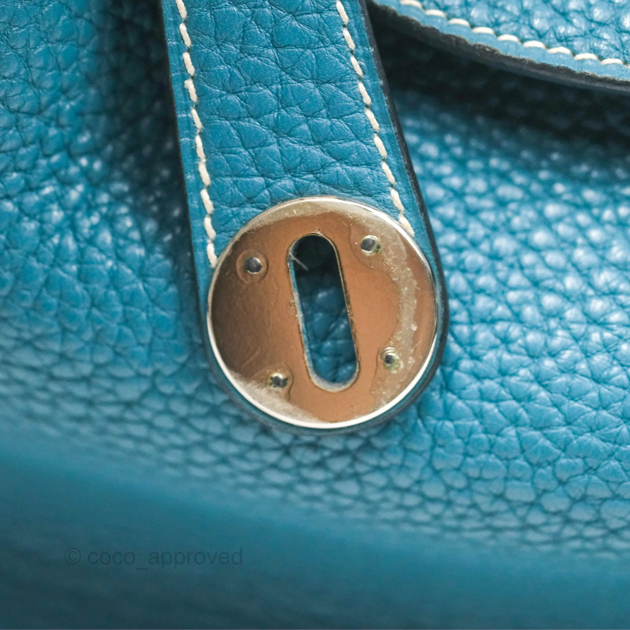 Herms Lindy 34 Blue Jean Clemence Palladium Hardware