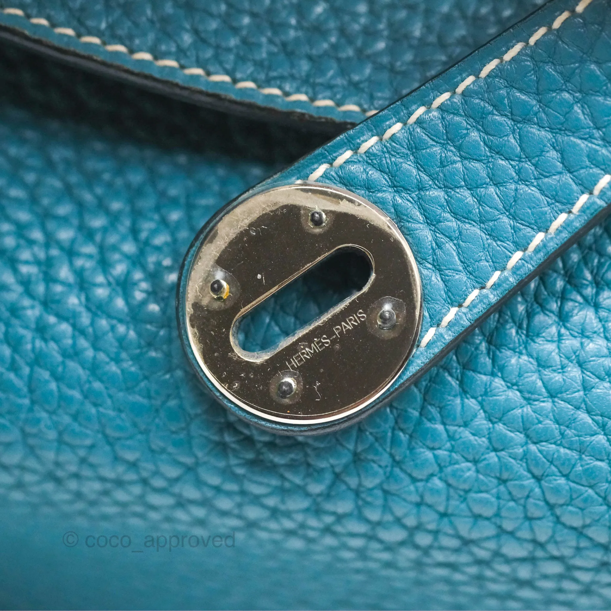 Herms Lindy 34 Blue Jean Clemence Palladium Hardware