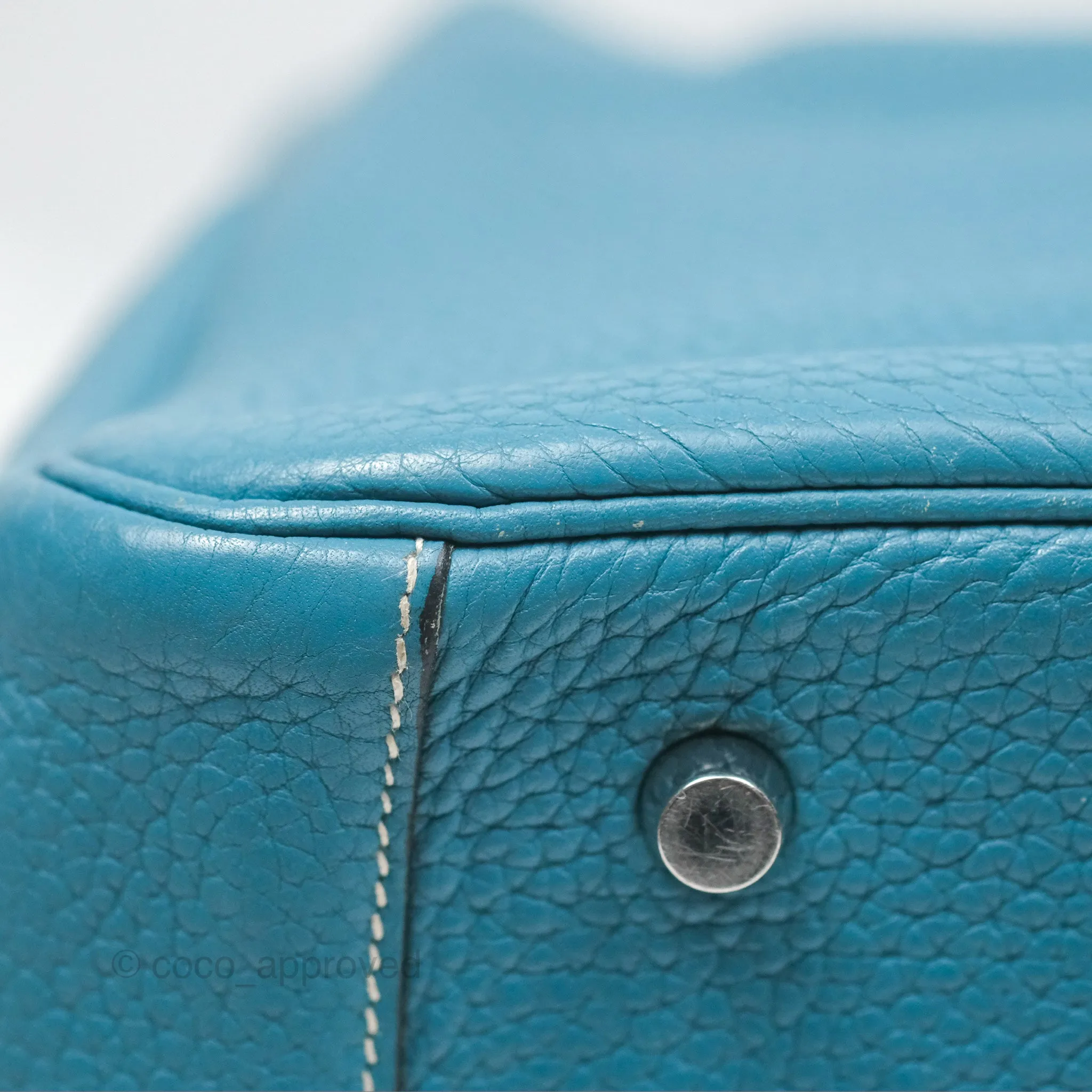 Herms Lindy 34 Blue Jean Clemence Palladium Hardware