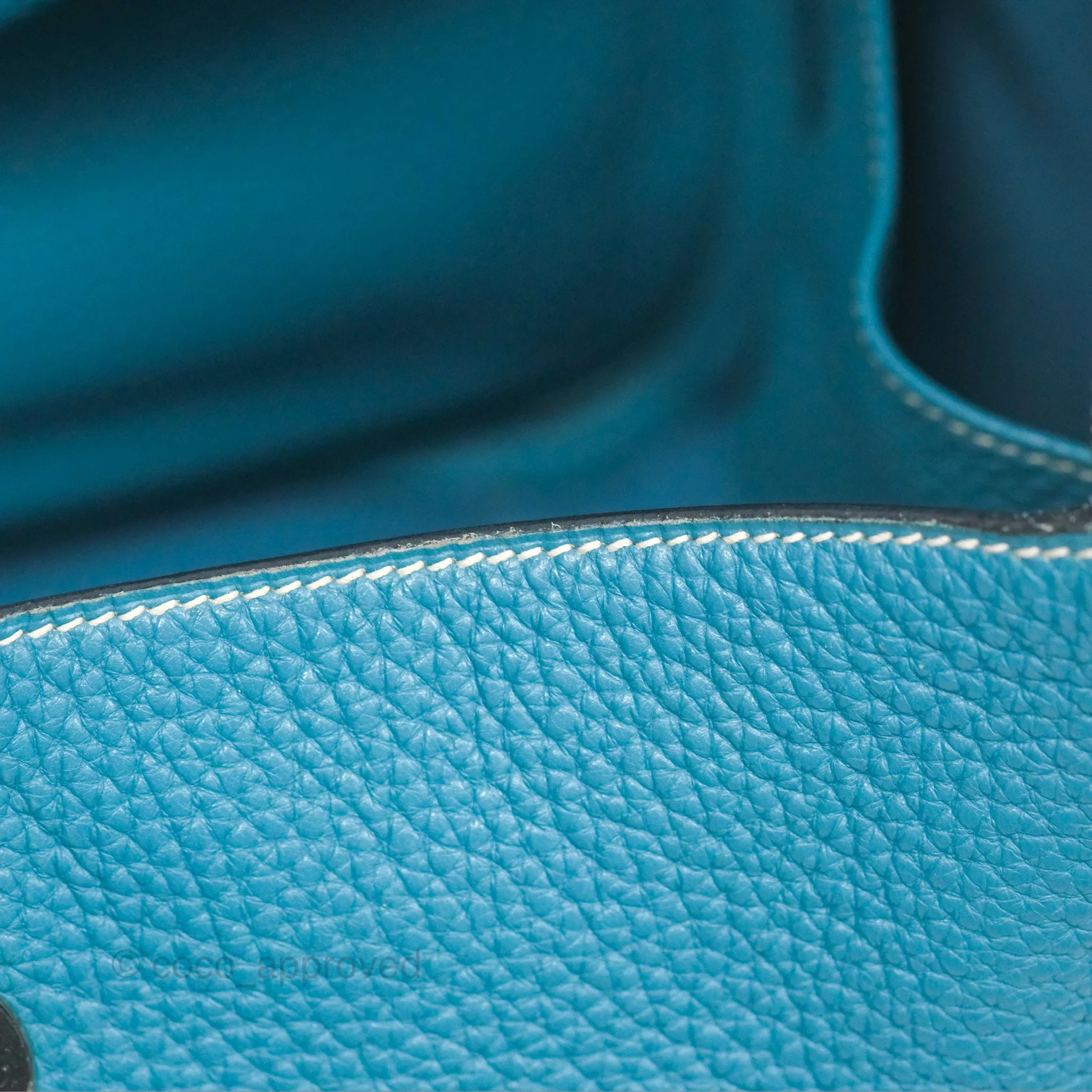 Herms Lindy 34 Blue Jean Clemence Palladium Hardware