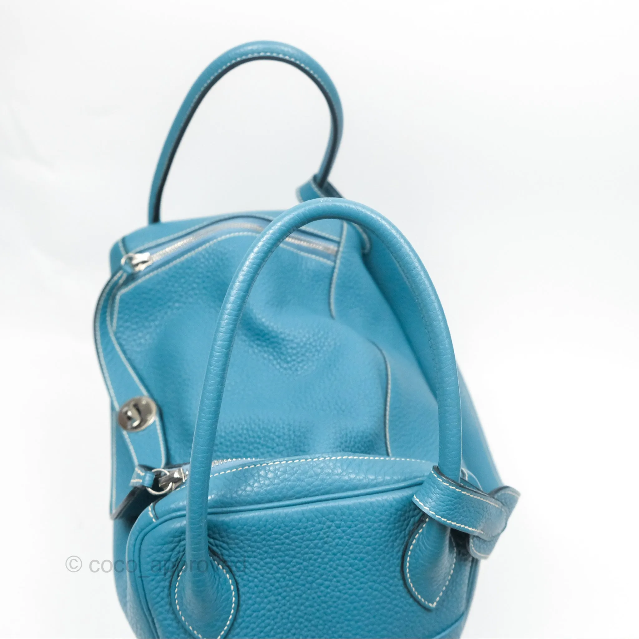 Herms Lindy 34 Blue Jean Clemence Palladium Hardware
