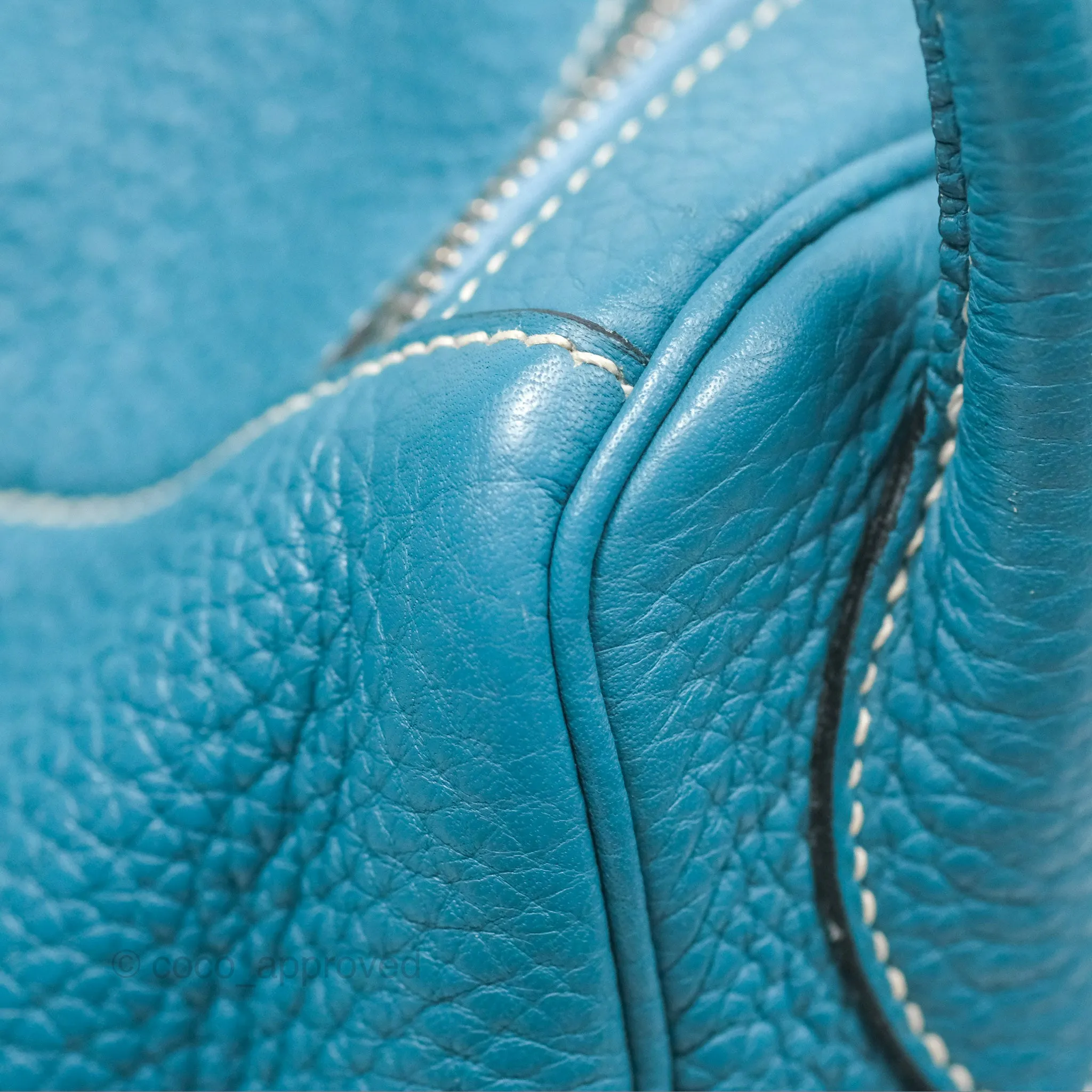 Herms Lindy 34 Blue Jean Clemence Palladium Hardware