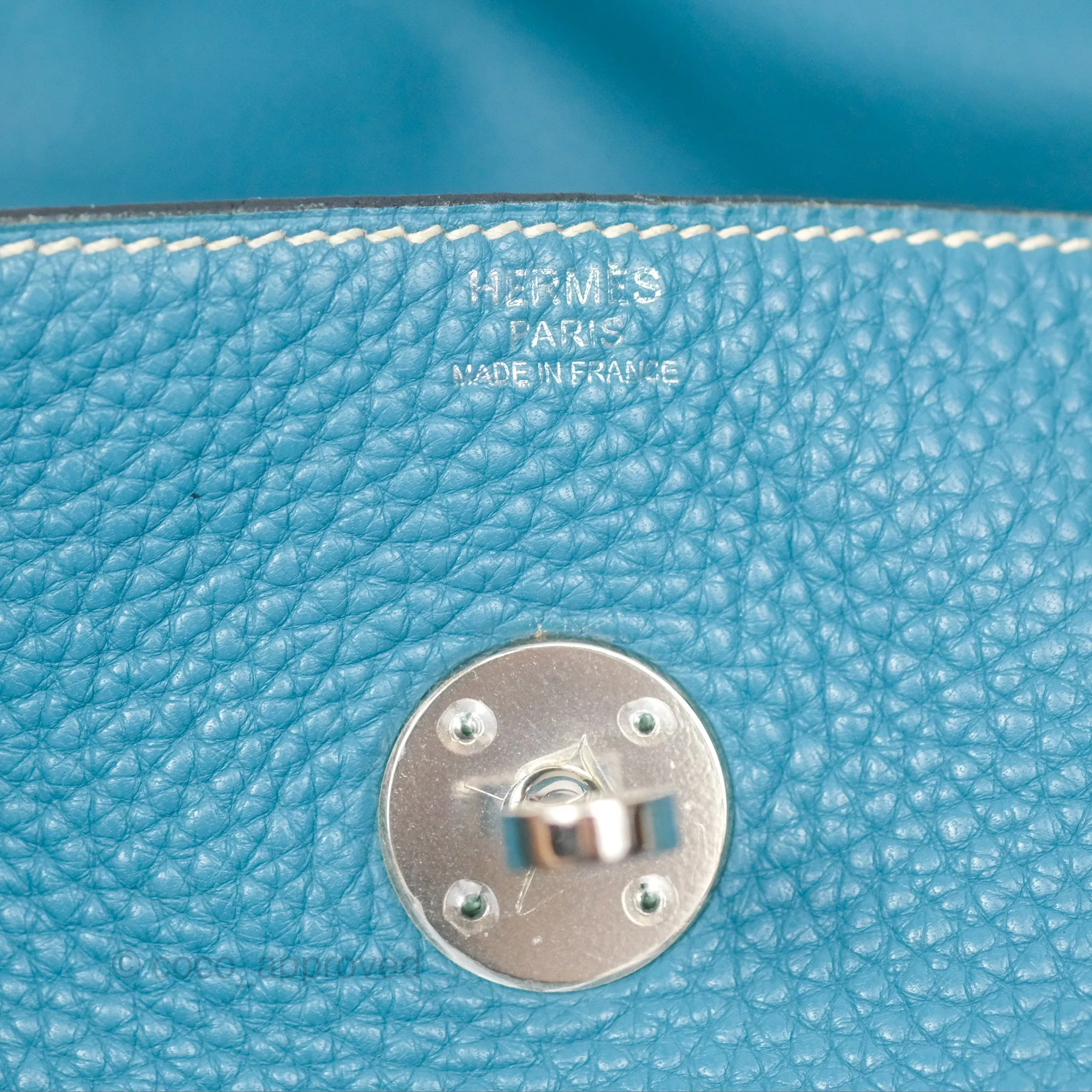 Herms Lindy 34 Blue Jean Clemence Palladium Hardware