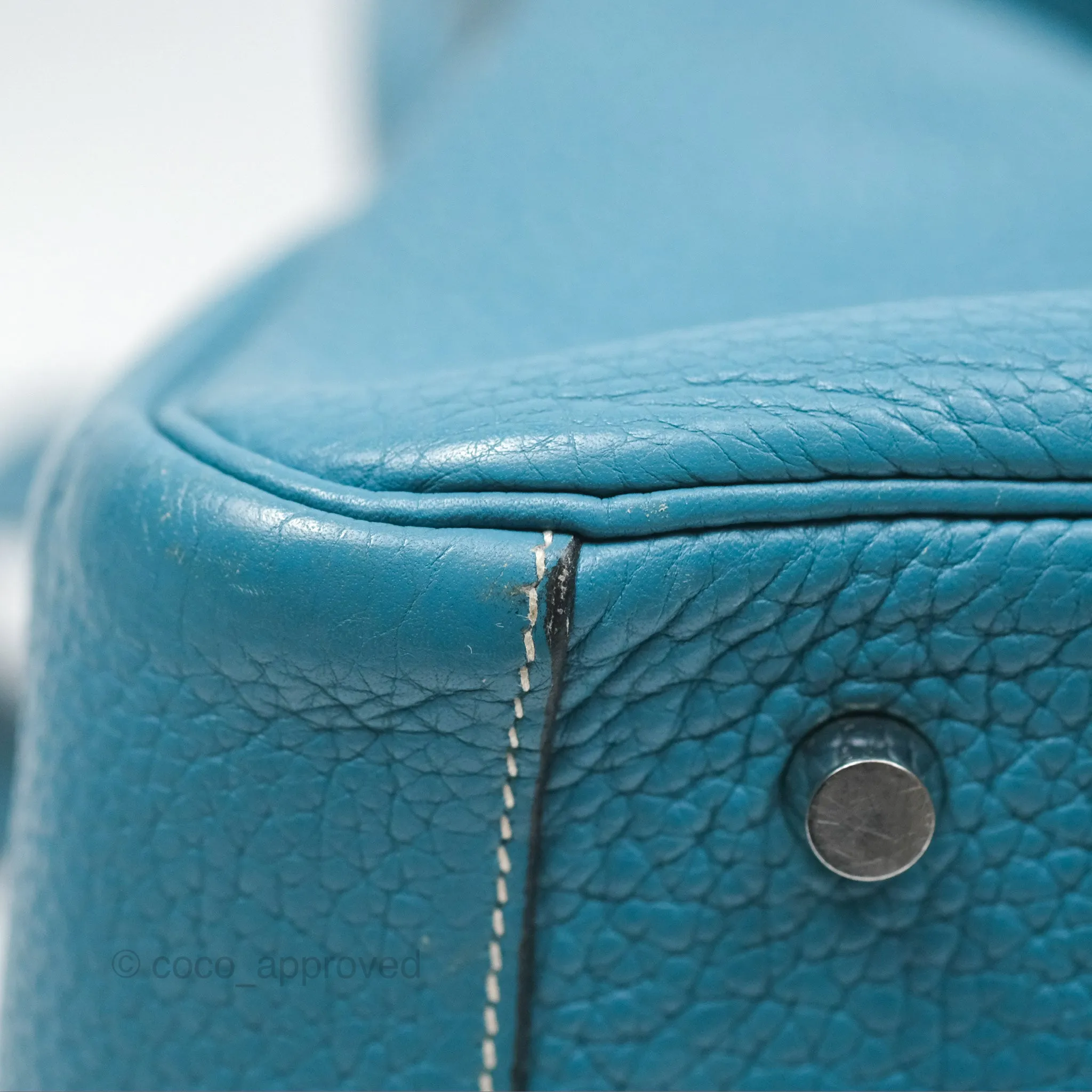 Herms Lindy 34 Blue Jean Clemence Palladium Hardware