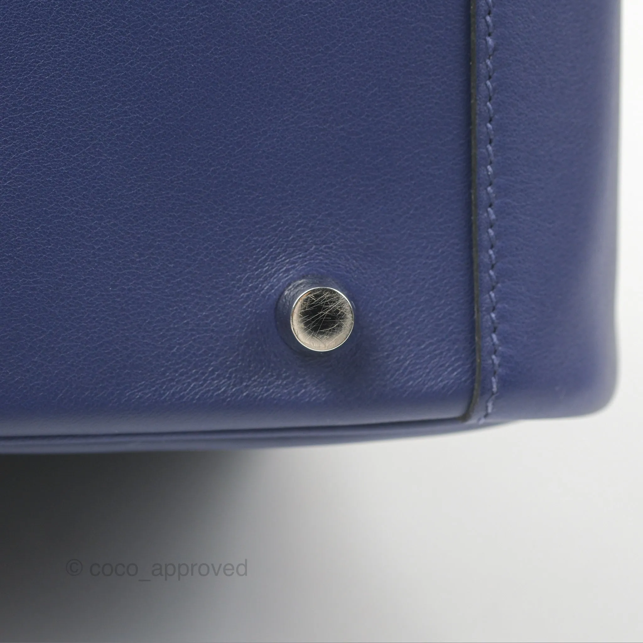 Herms Lindy Tressage De Cuir 30 Bleu Encre/Brique/Black Swift Palladium Hardware
