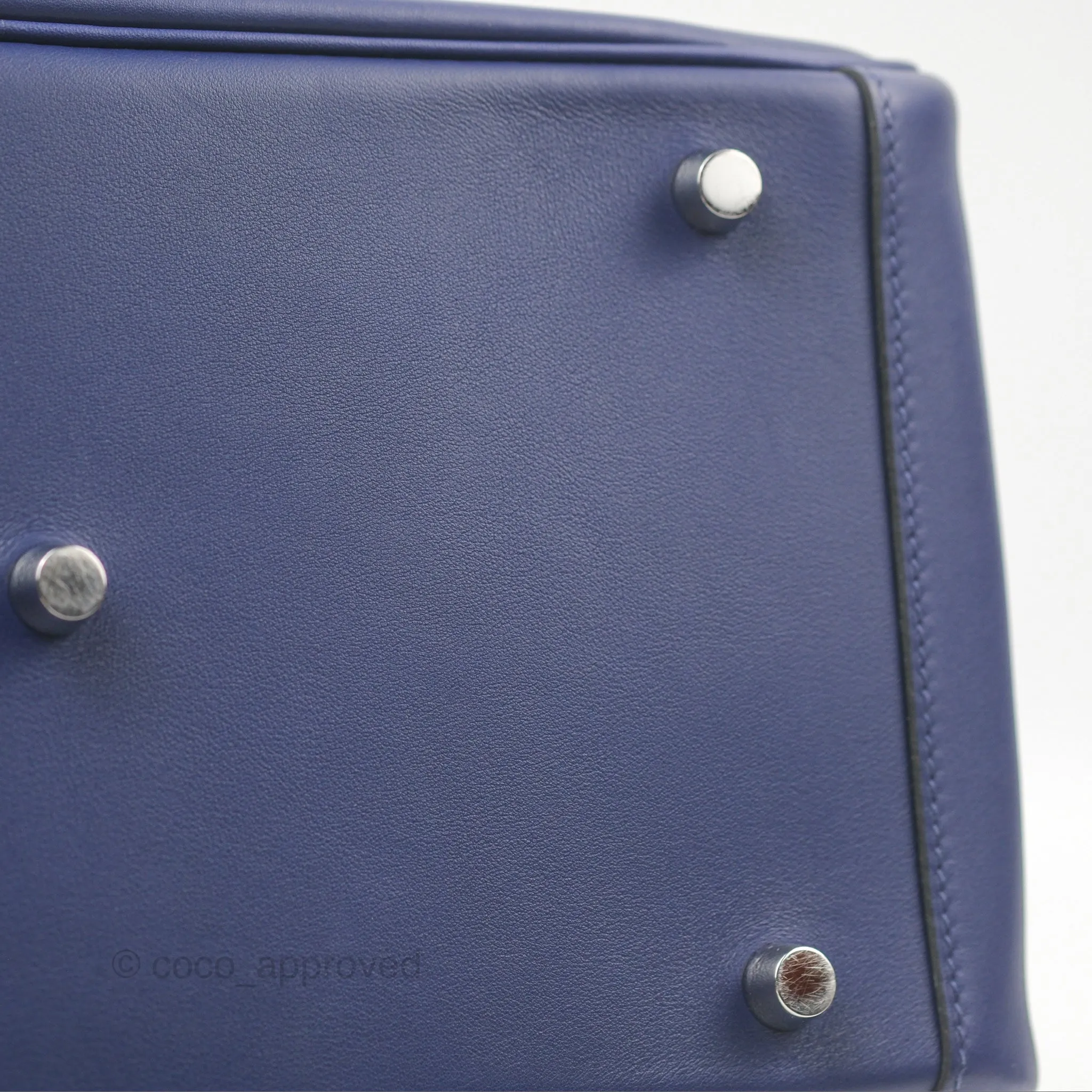 Herms Lindy Tressage De Cuir 30 Bleu Encre/Brique/Black Swift Palladium Hardware