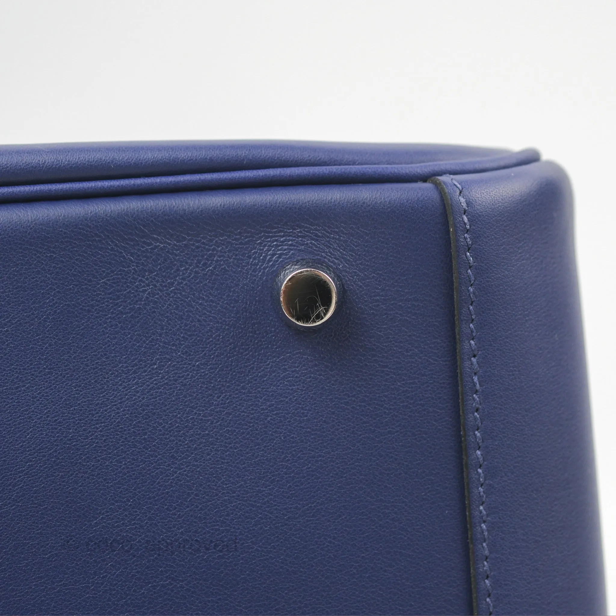 Herms Lindy Tressage De Cuir 30 Bleu Encre/Brique/Black Swift Palladium Hardware