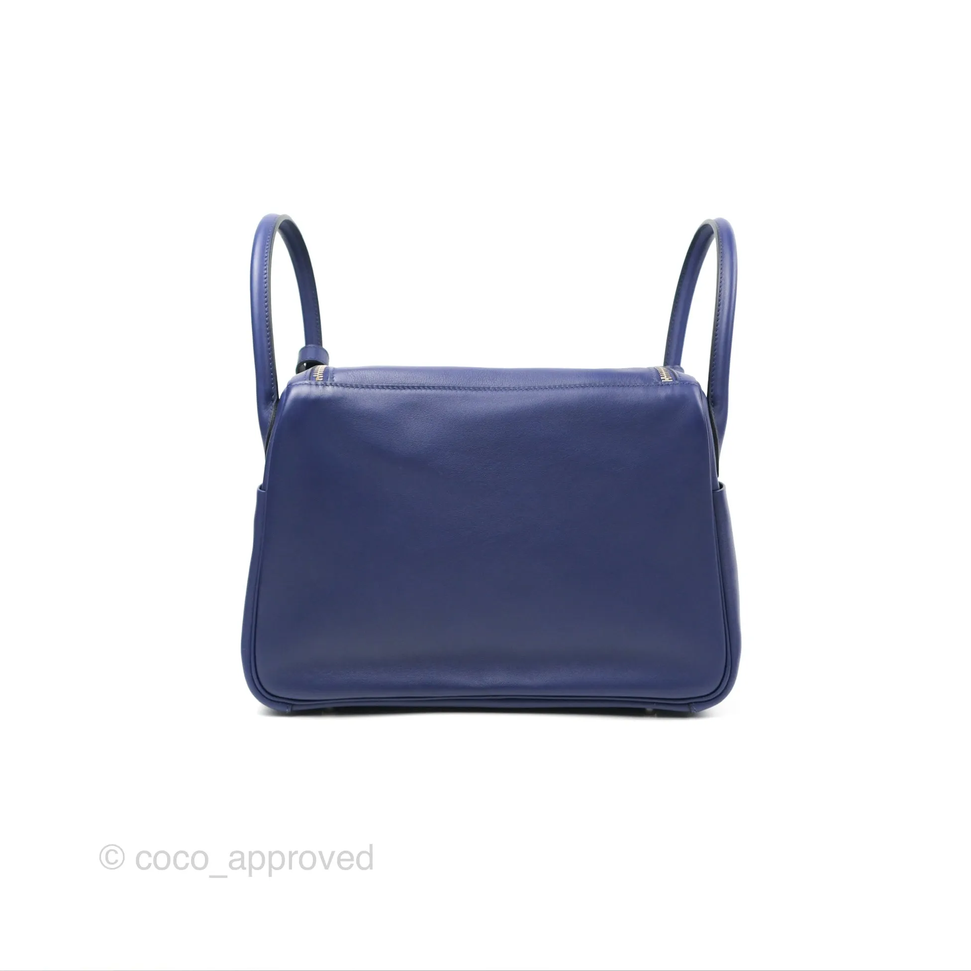 Herms Lindy Tressage De Cuir 30 Bleu Encre/Brique/Black Swift Palladium Hardware
